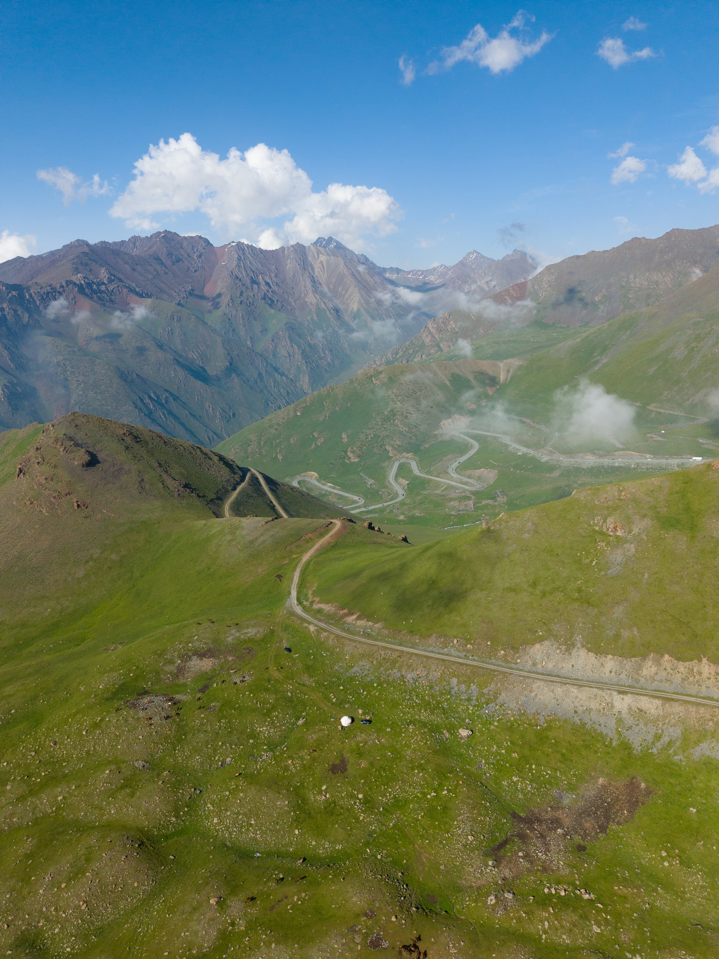 View from Too Ashuu Pass overlooking the Tian Shan Mountains in Kyrgyzstan