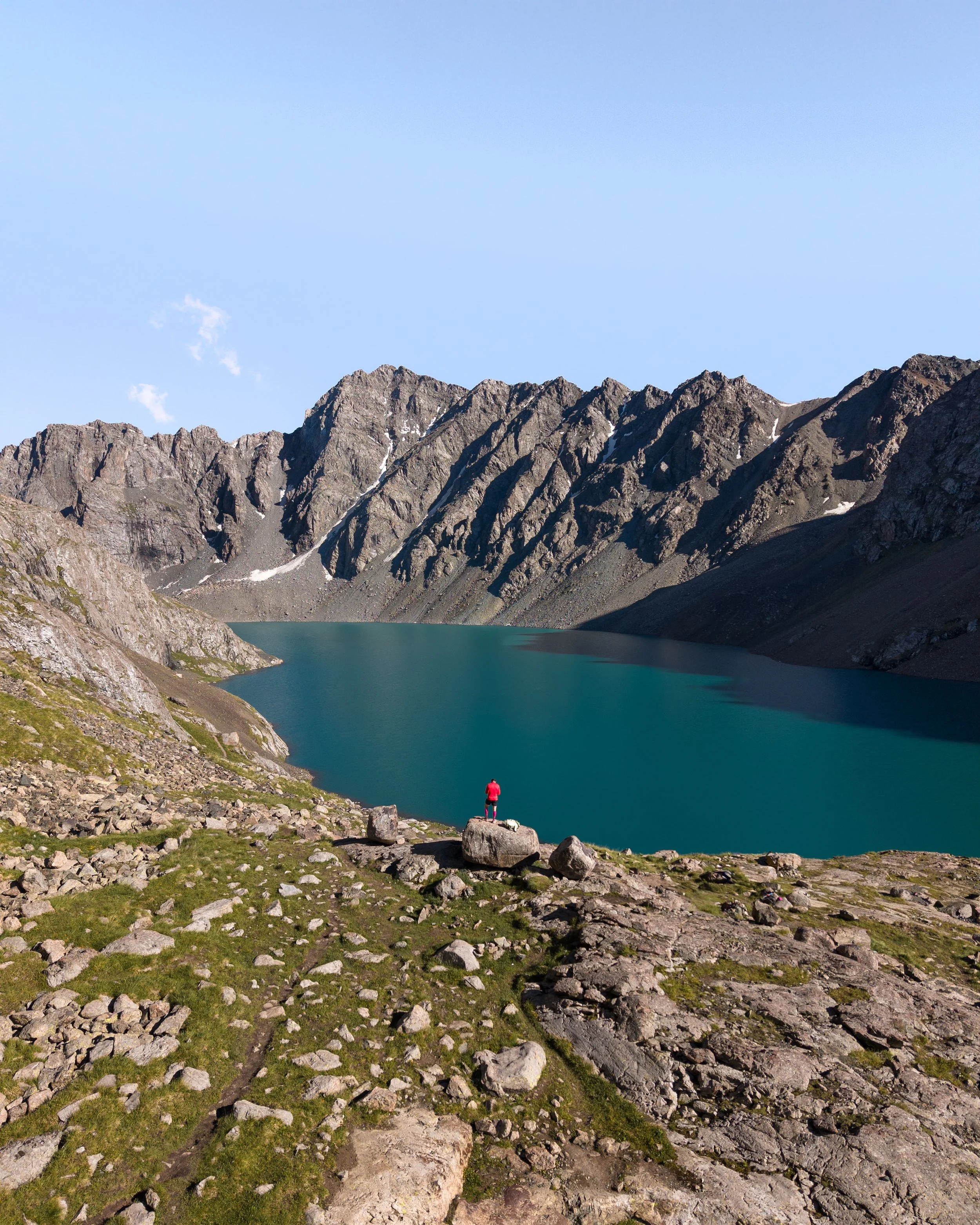Turquoise waters of Ala-Köl Lake in Kyrgyzstan