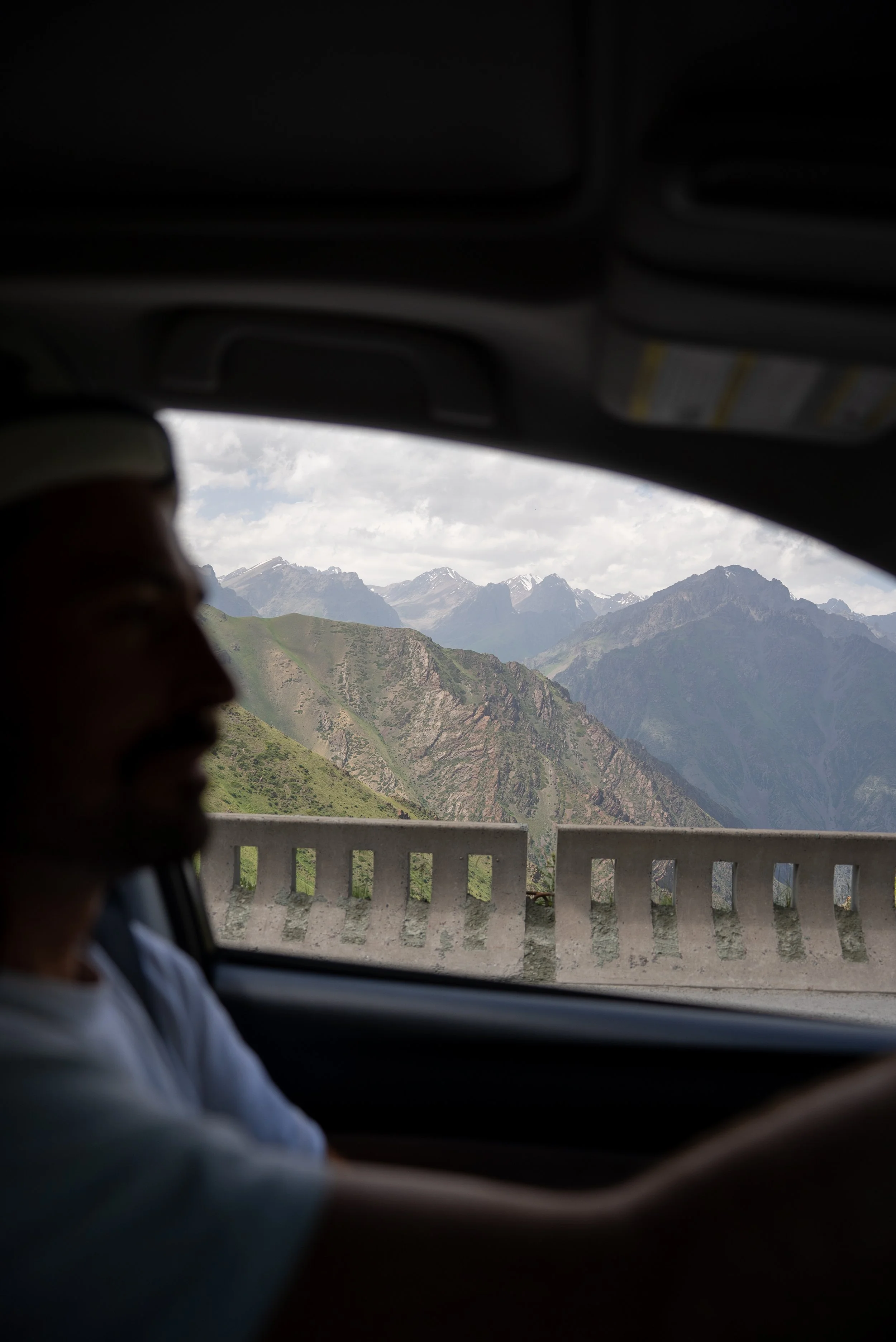 View from Too Ashuu Pass overlooking the Tian Shan Mountains in Kyrgyzstan