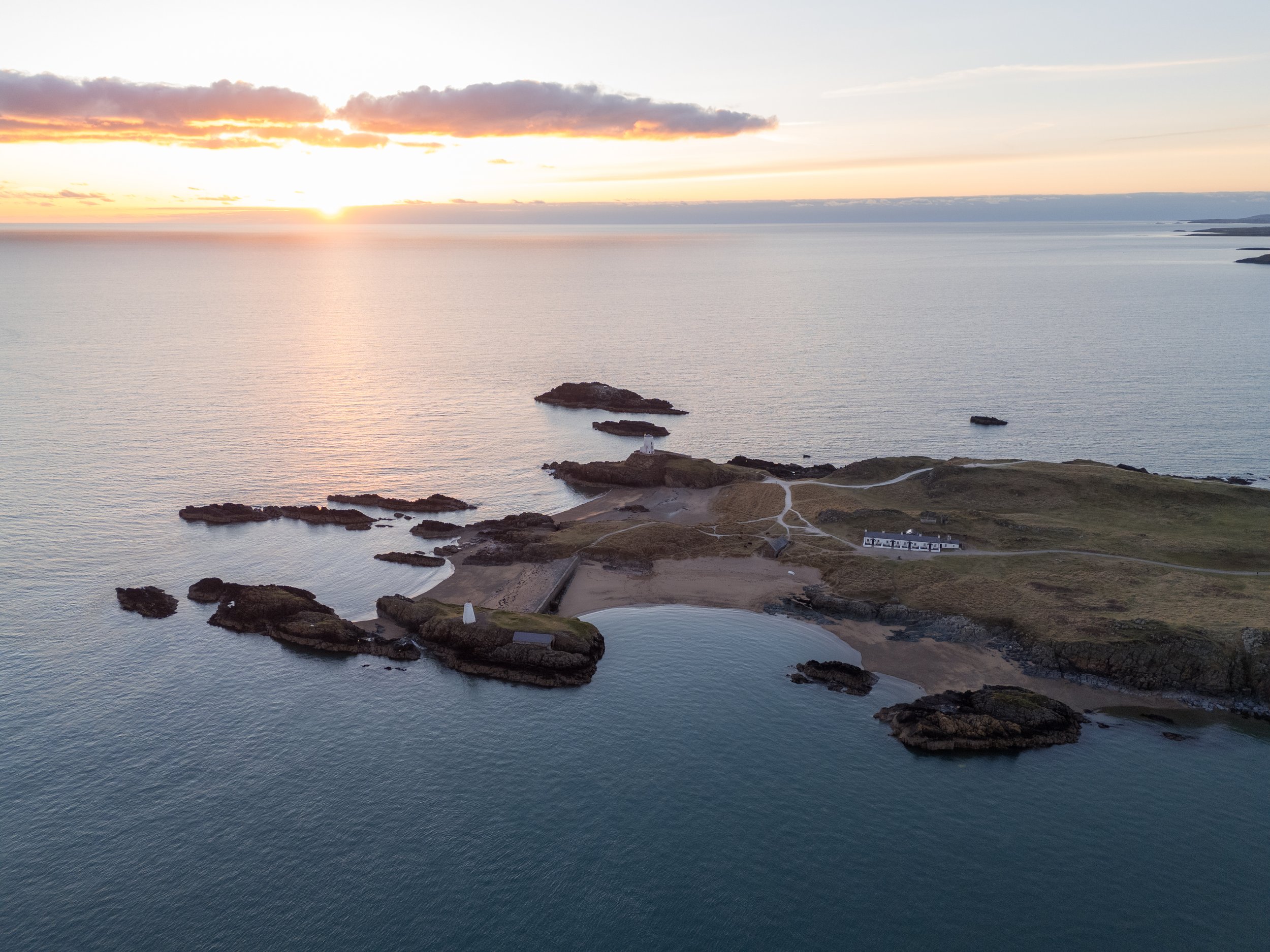 Newborough Beach and Ynys Llanddwyn at sunset, Anglesey North Wales