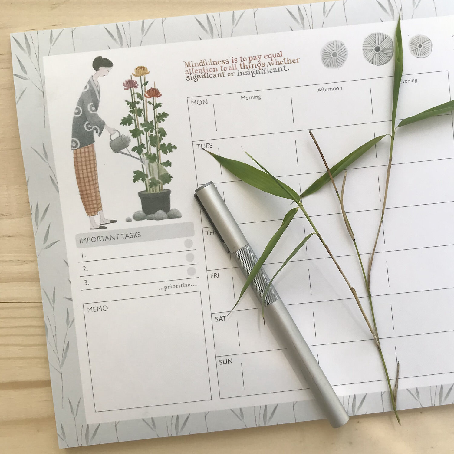 Zen Garden Weekly Desk Planner
