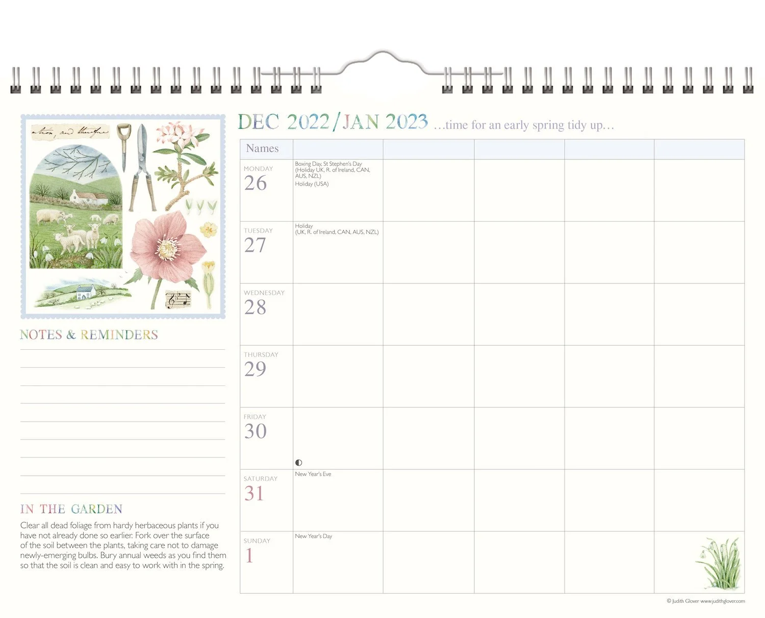 2023 'Garden Days' Family Organiser Calendar — JUDITH GLOVER