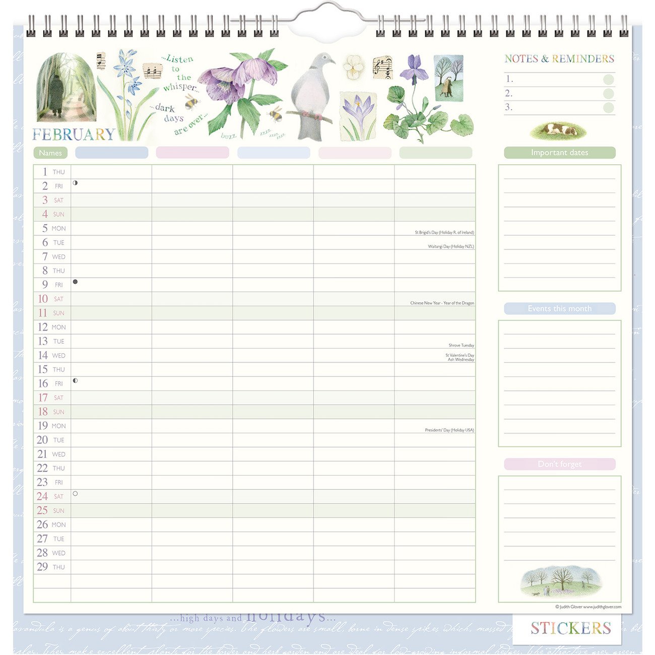 2024 'Garden Days' Family Organiser Calendar — JUDITH GLOVER