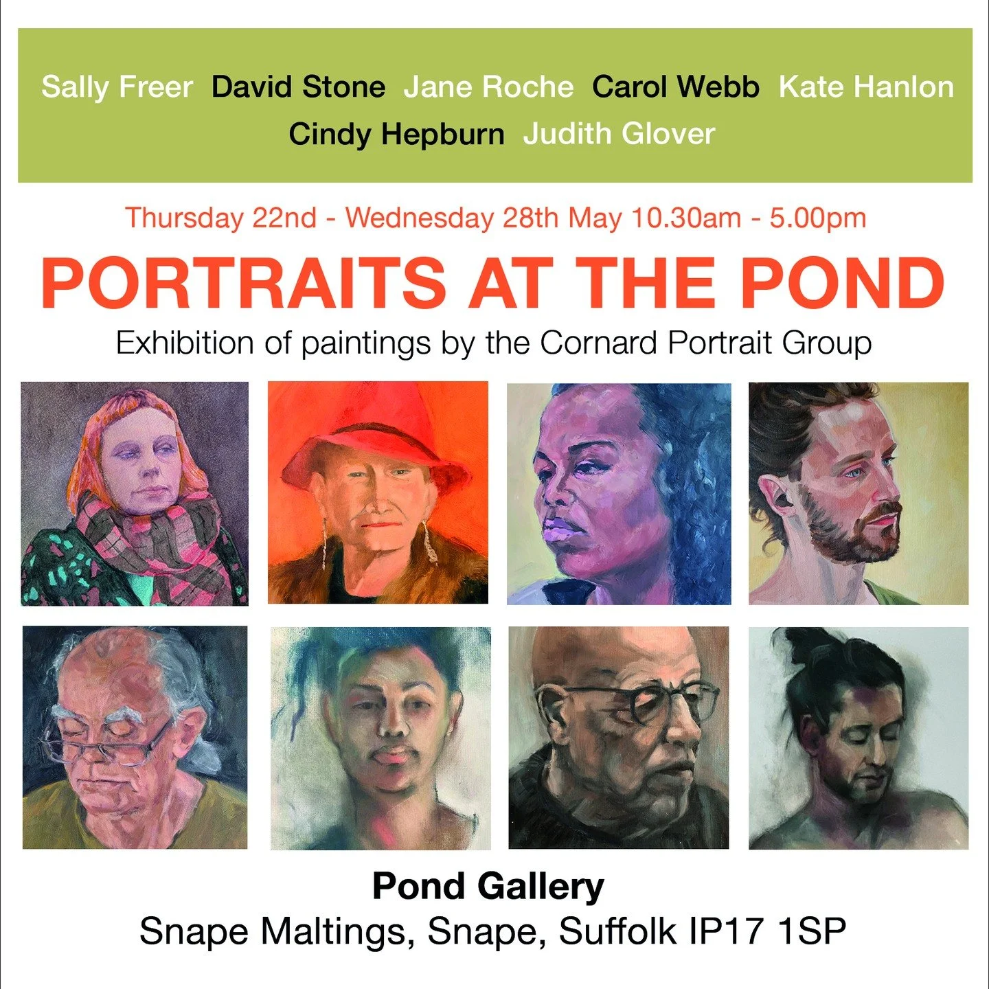 Anyone off to the seaside next week? We are! Come and see our group exhbition 'Portraits at the Pond' at gorgeous, sunny Snape Maltings!

#CornardPortraitGroup
#portraitpaintersinsuffolk
#portraitexhibitioninsnapemaltings
#Pondgallerysnapemaltings
#a