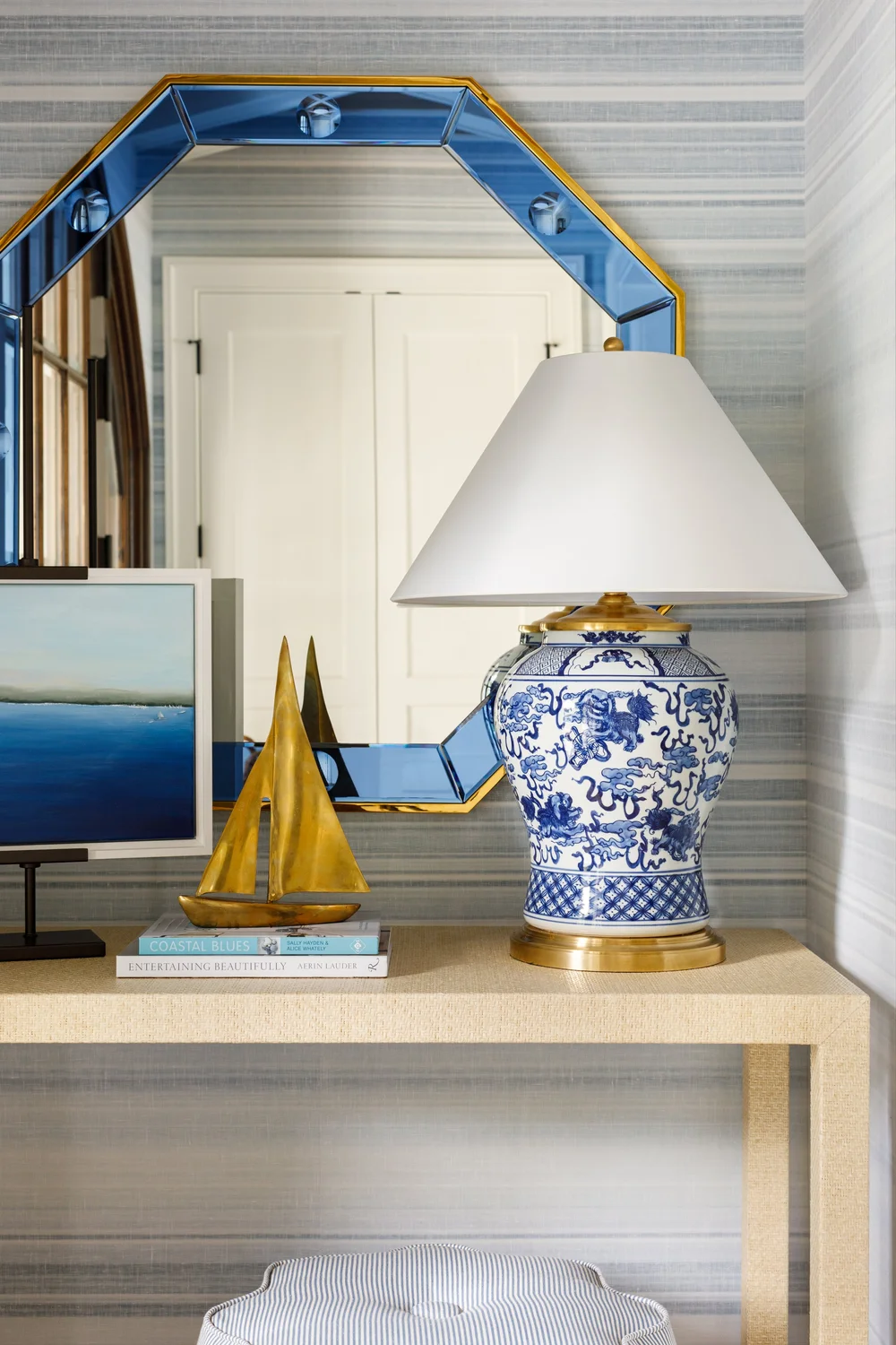 Another blue and white timeless lake house design in Lake Geneva by ...