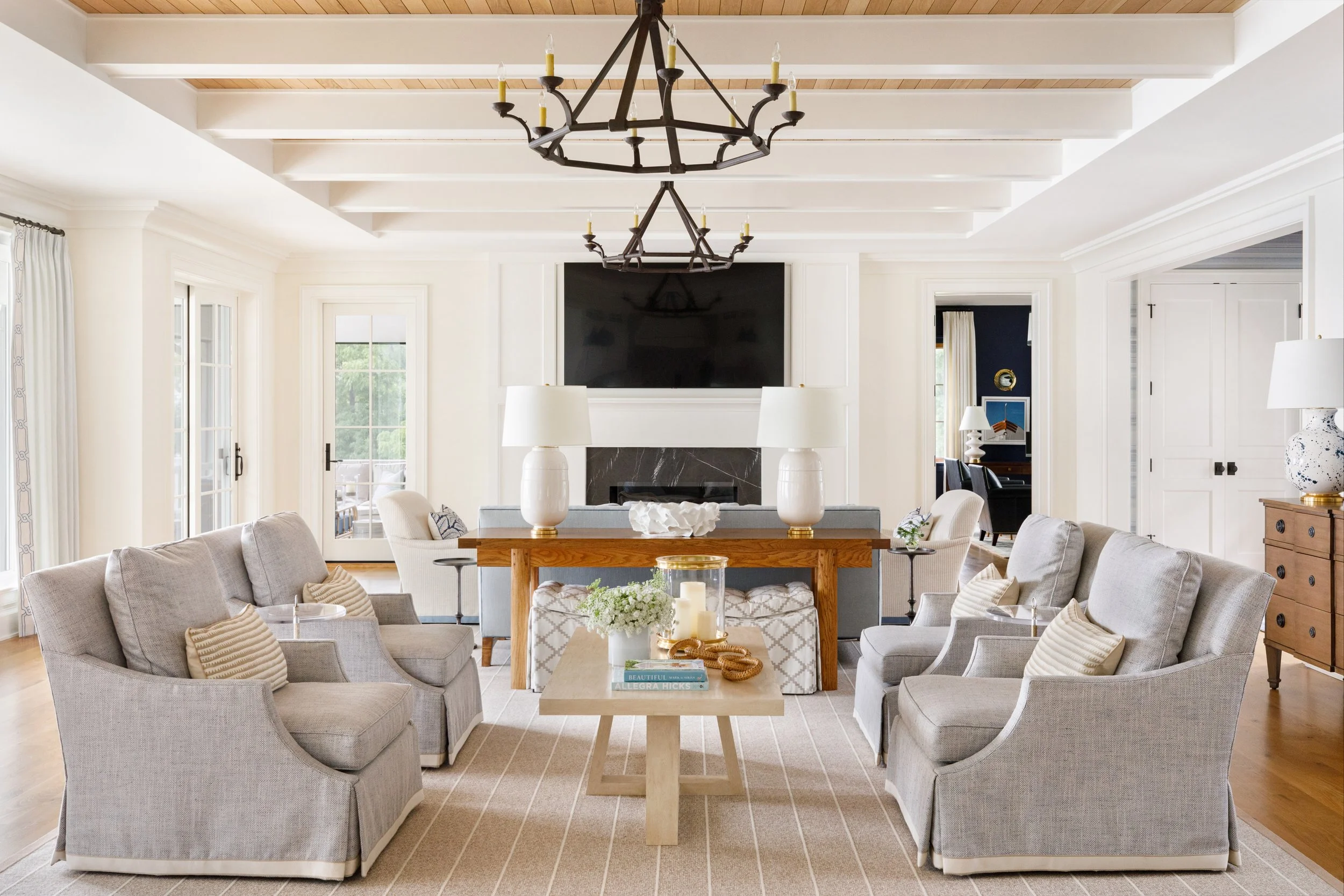Another blue and white timeless lake house design in Lake Geneva by ...