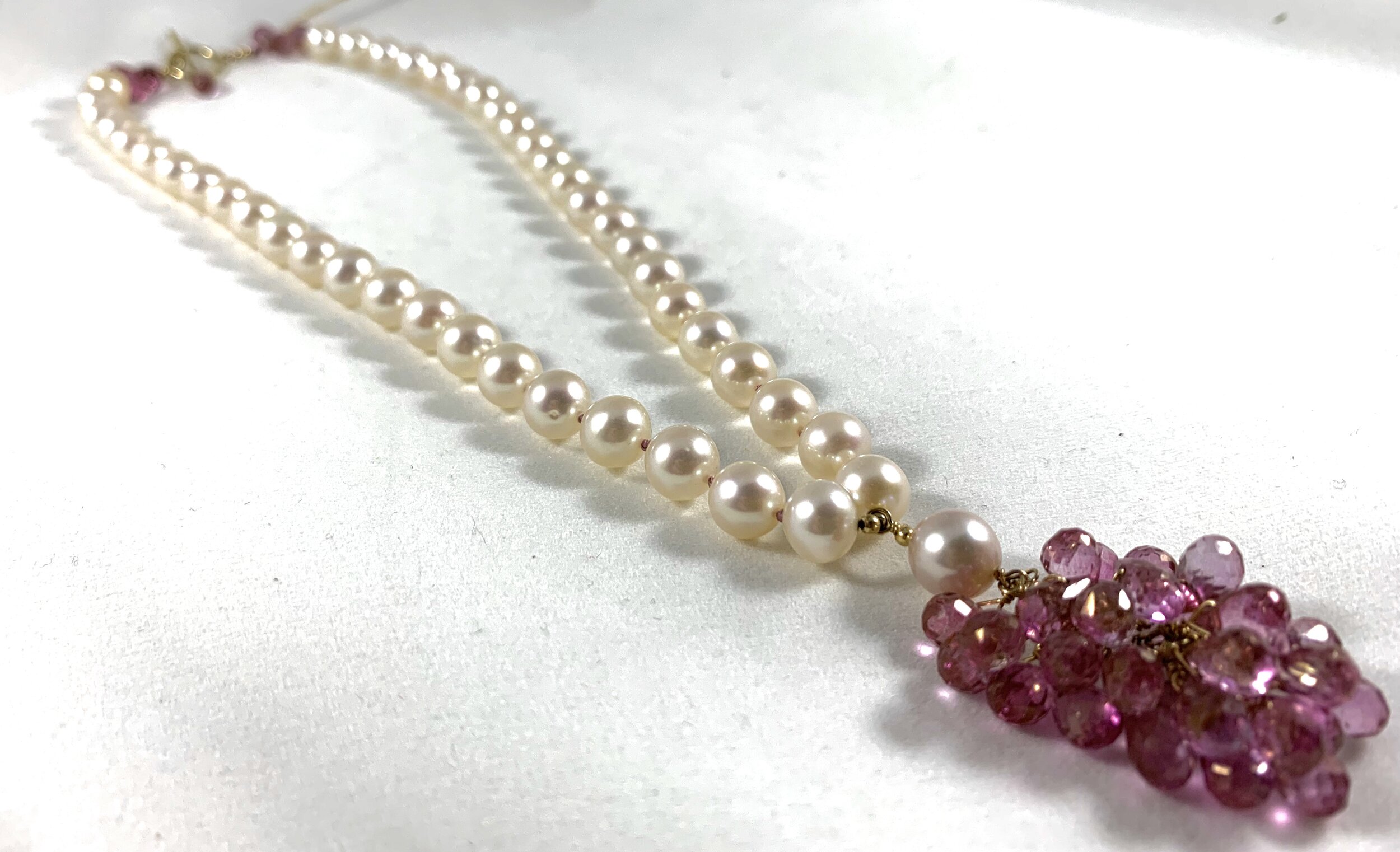 Pink Topaz Cluster Necklace