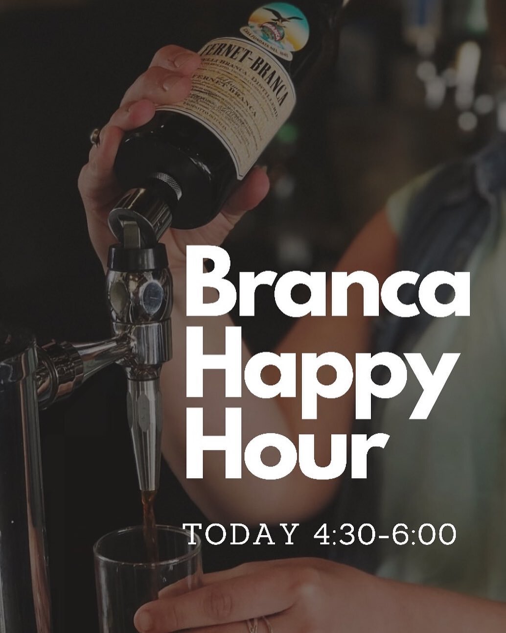 Join us today for a Branca Happy Hour hosted by our friends at @vintegrity! Stop in, try a sample, and stay for one of our featured cocktails!