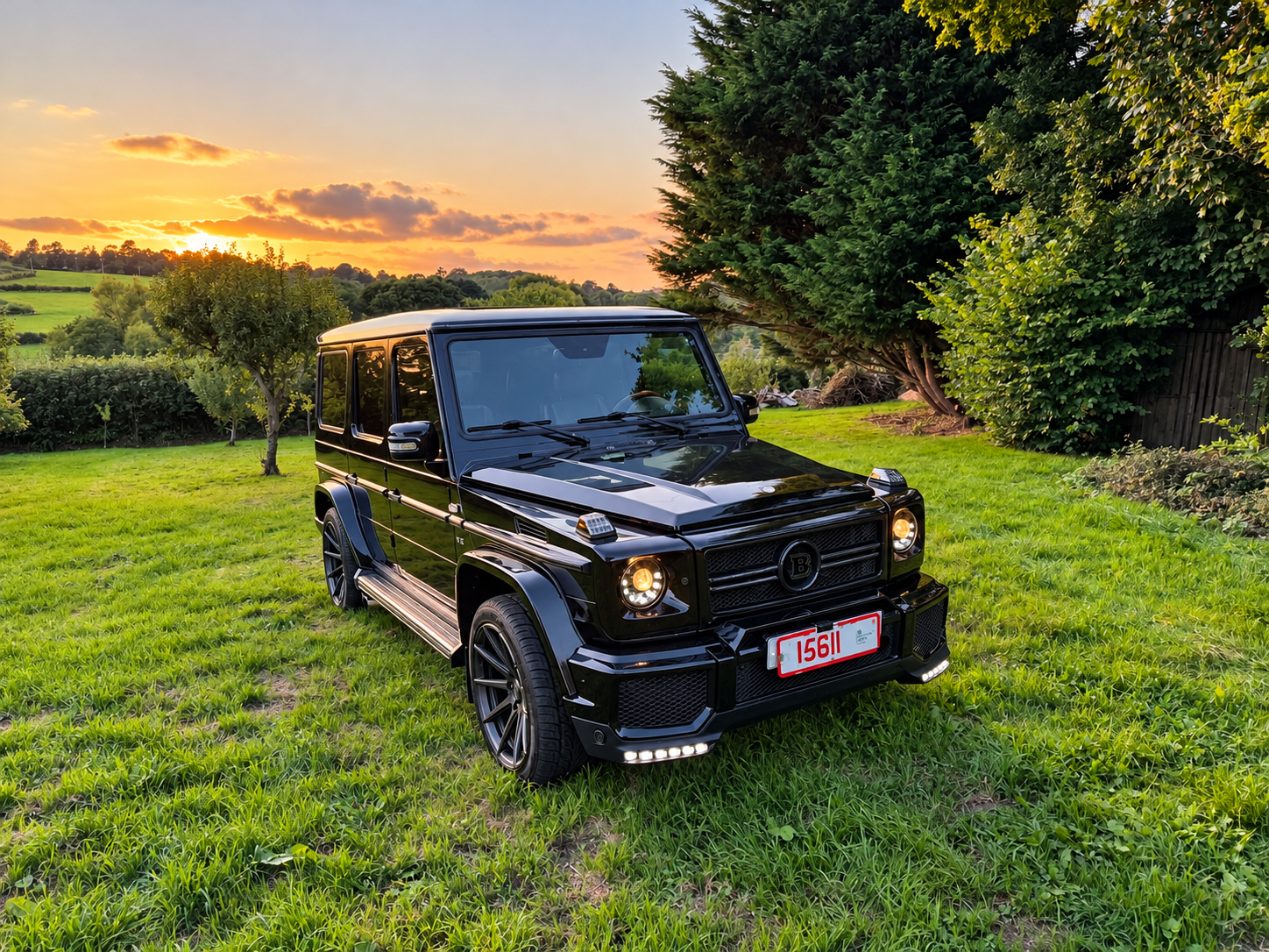 0002a Black Brabus SUV at Golden Hour.png