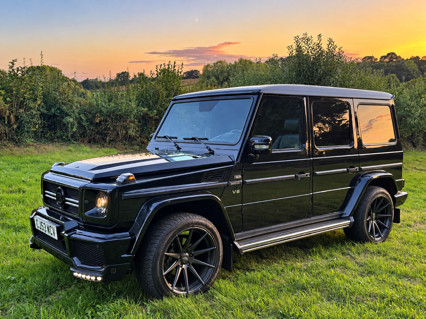 0000 Black Mercedes G-Class at Sunset.png
