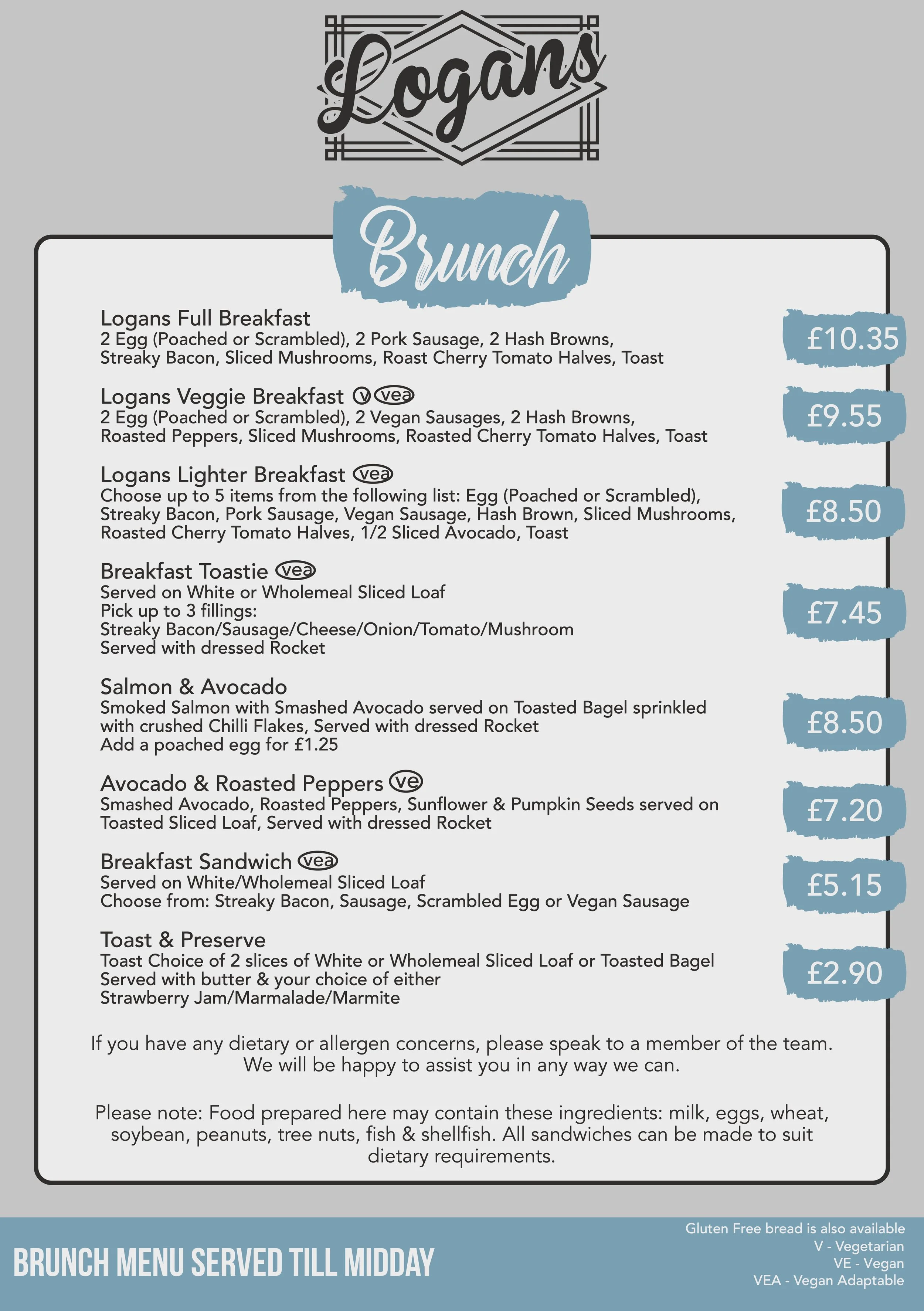 Brunch Menu — Logans Sandwich Bar