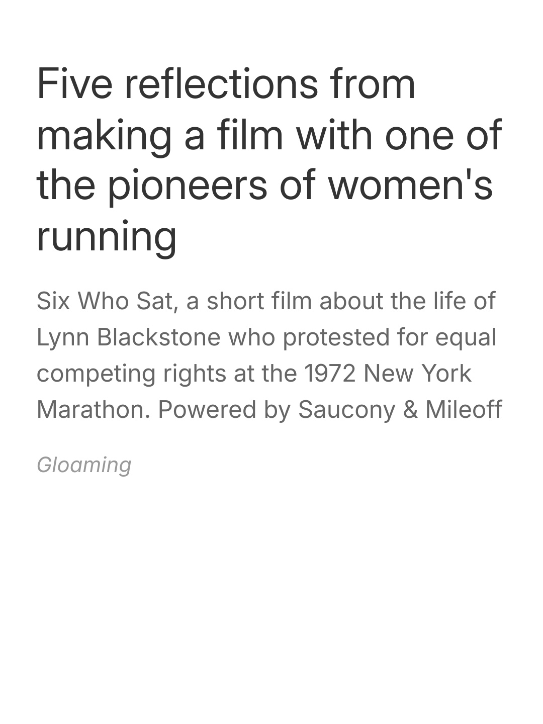 Five reflections from making a film.
