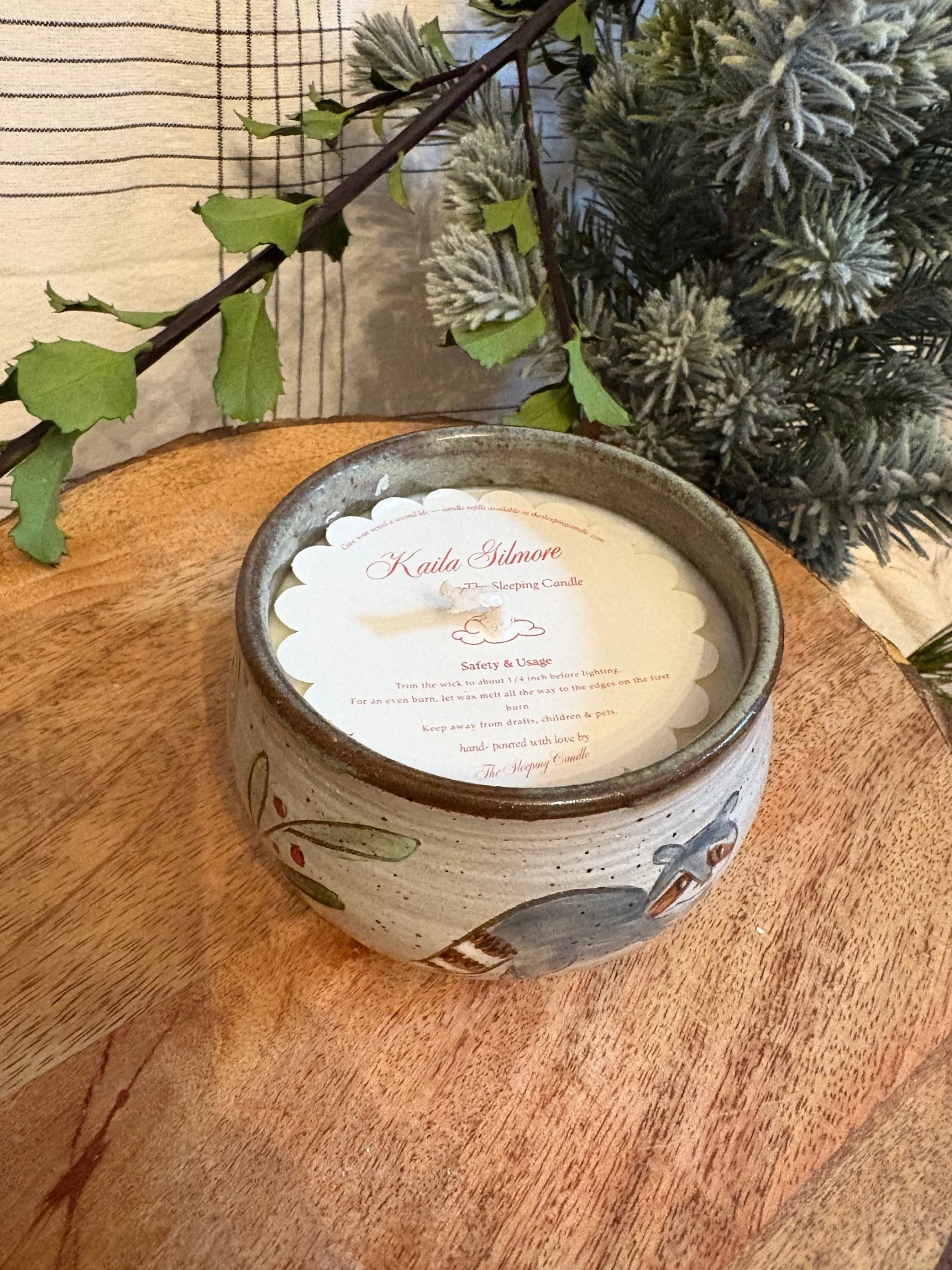 Winter Raccoon Candle