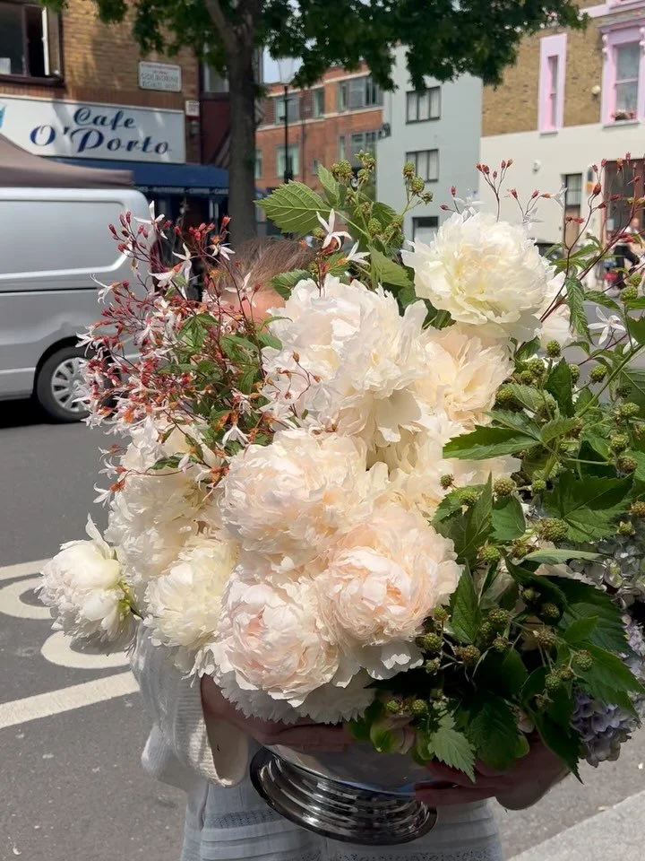 Bowl of ice cream &amp; blackberries for @emiliawickstead xxx so happy the hydrangeas are back! @marketflowers #partyflowers #eventflowers #londonflorist #peony #peonyseason