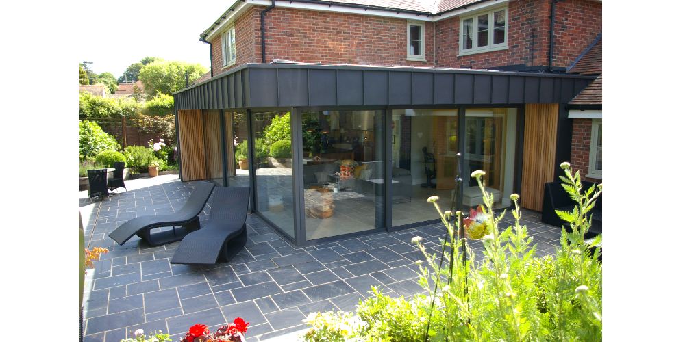 Sunny patio and new extension at Little Acre