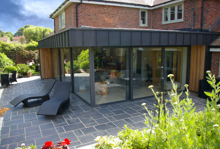 Patio and corner glazing zinc clad