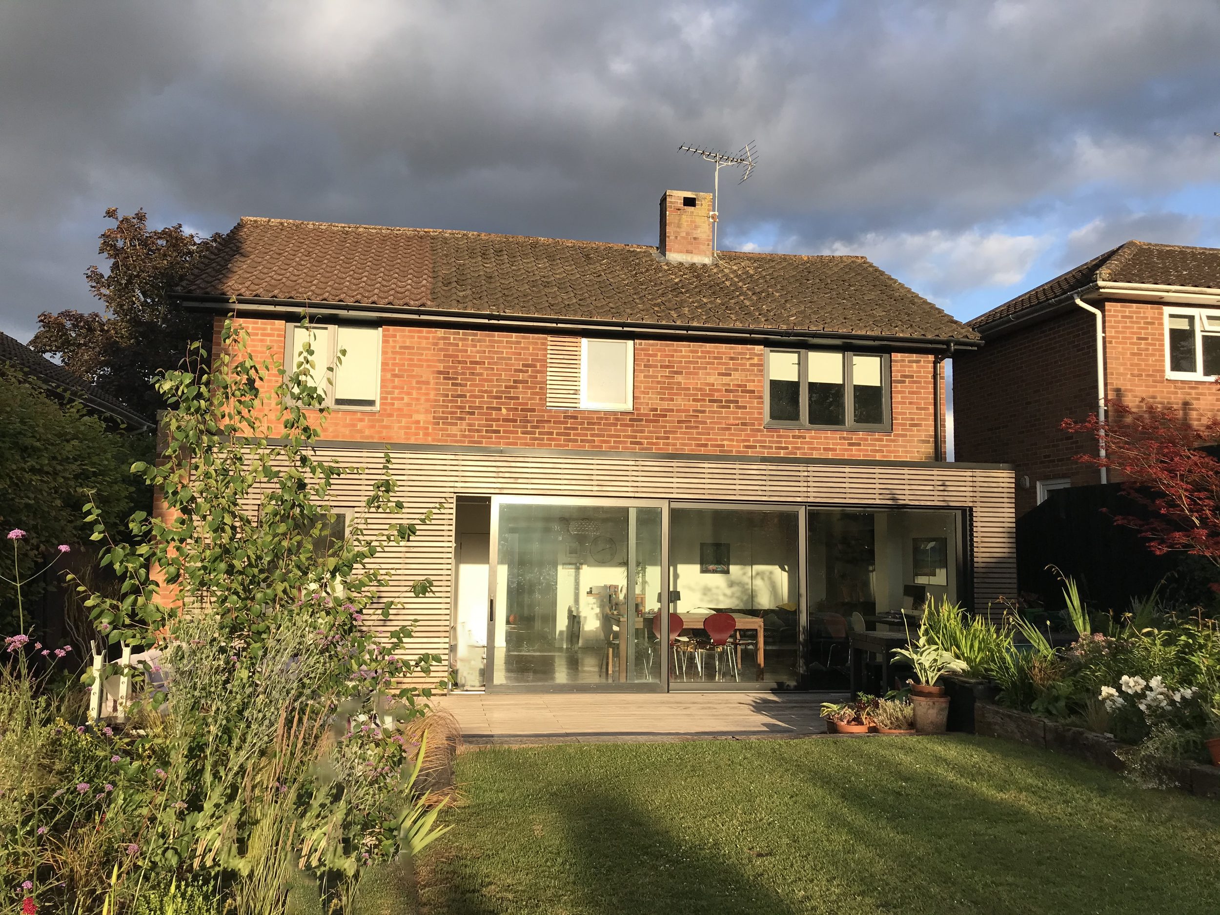Cedar clad single storey extension