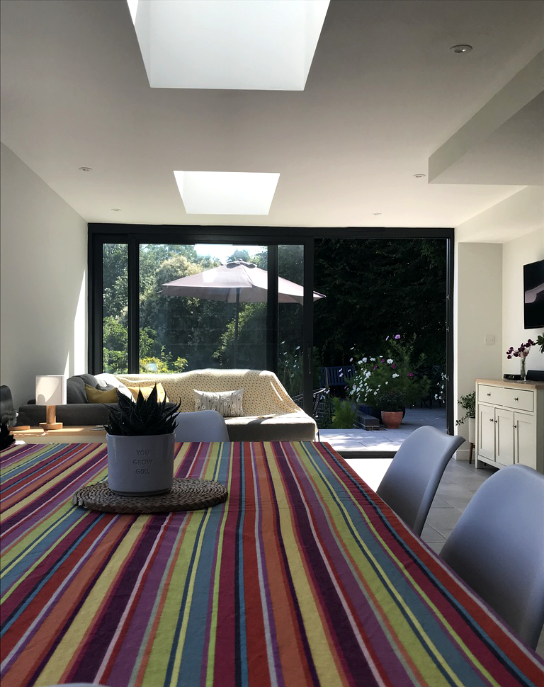 View to large sliding doors