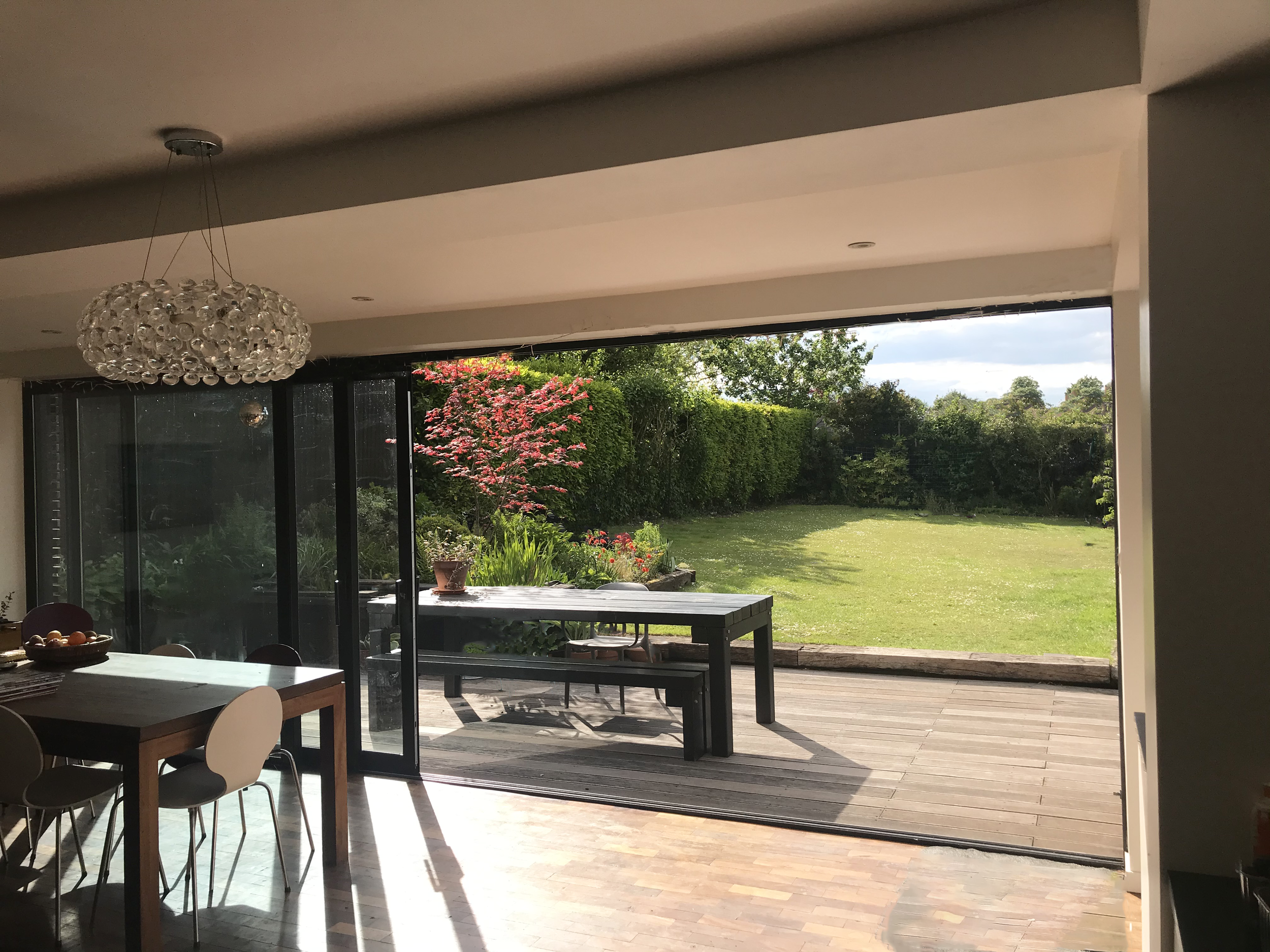 View to garden - large full height glazed doors slide effortlessly open for inside outside feel