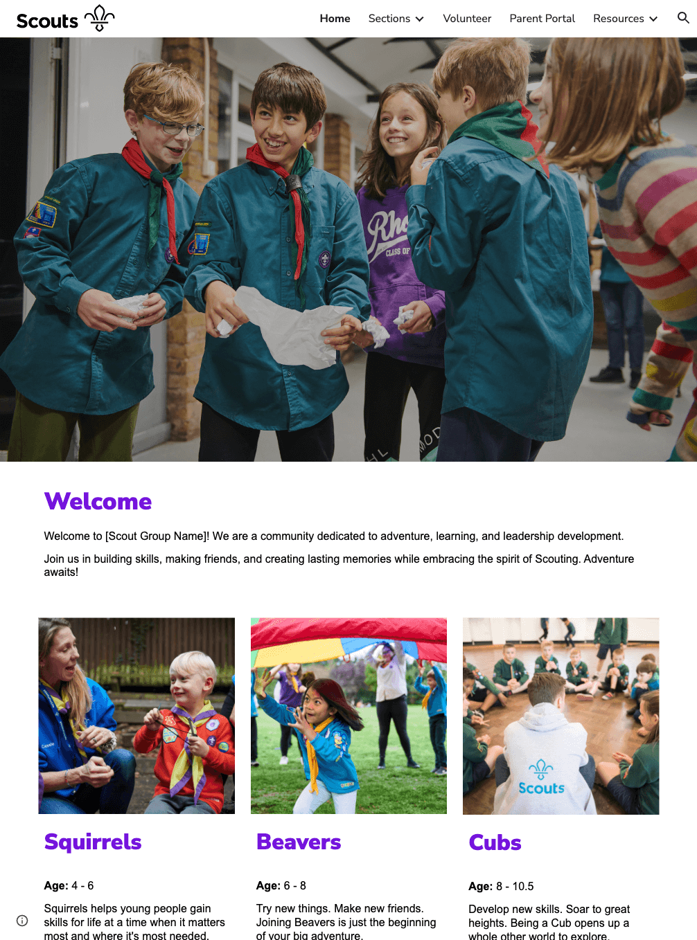 Scout Group Website Template