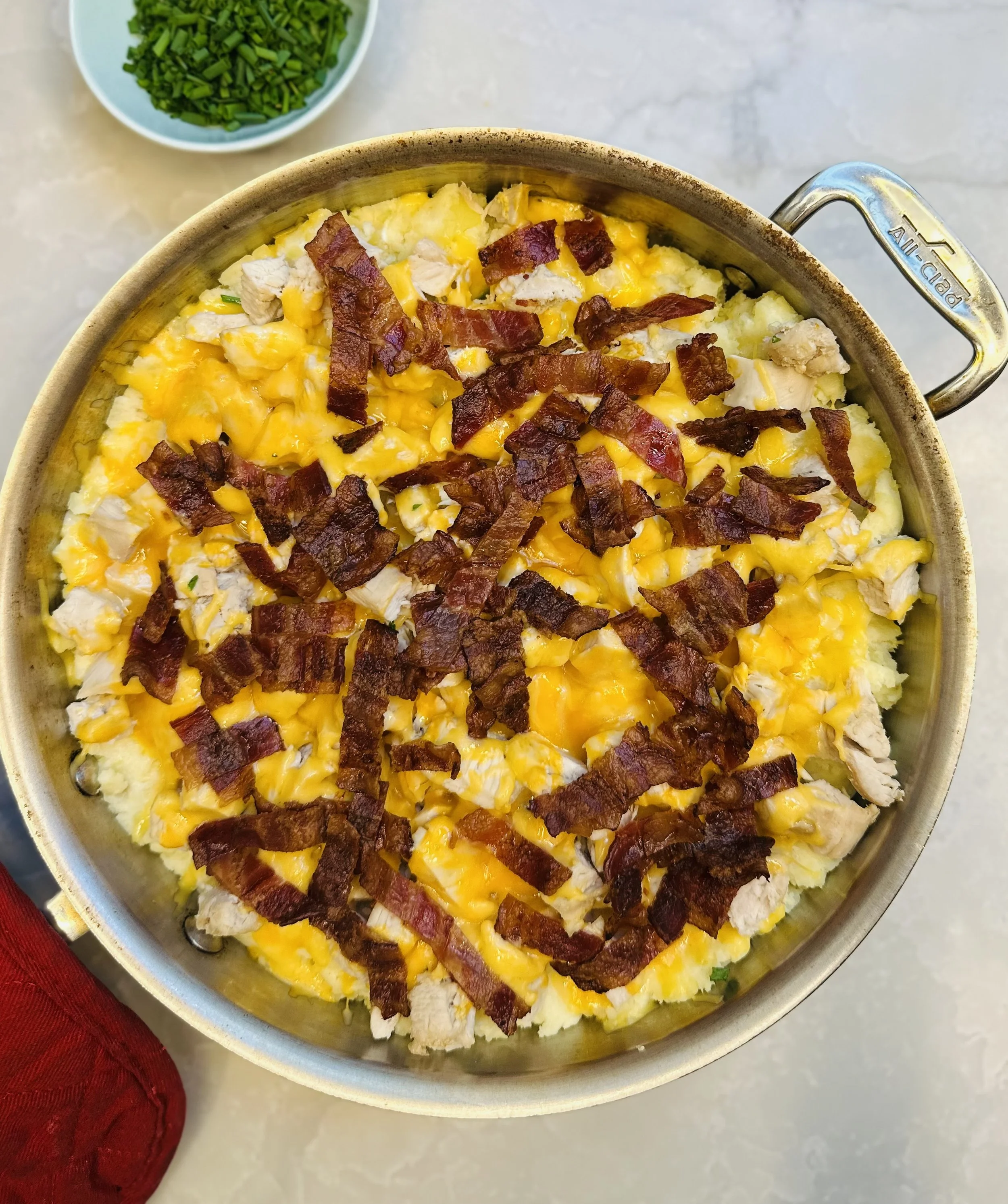 Cheesy baked chicken & bacon casserole