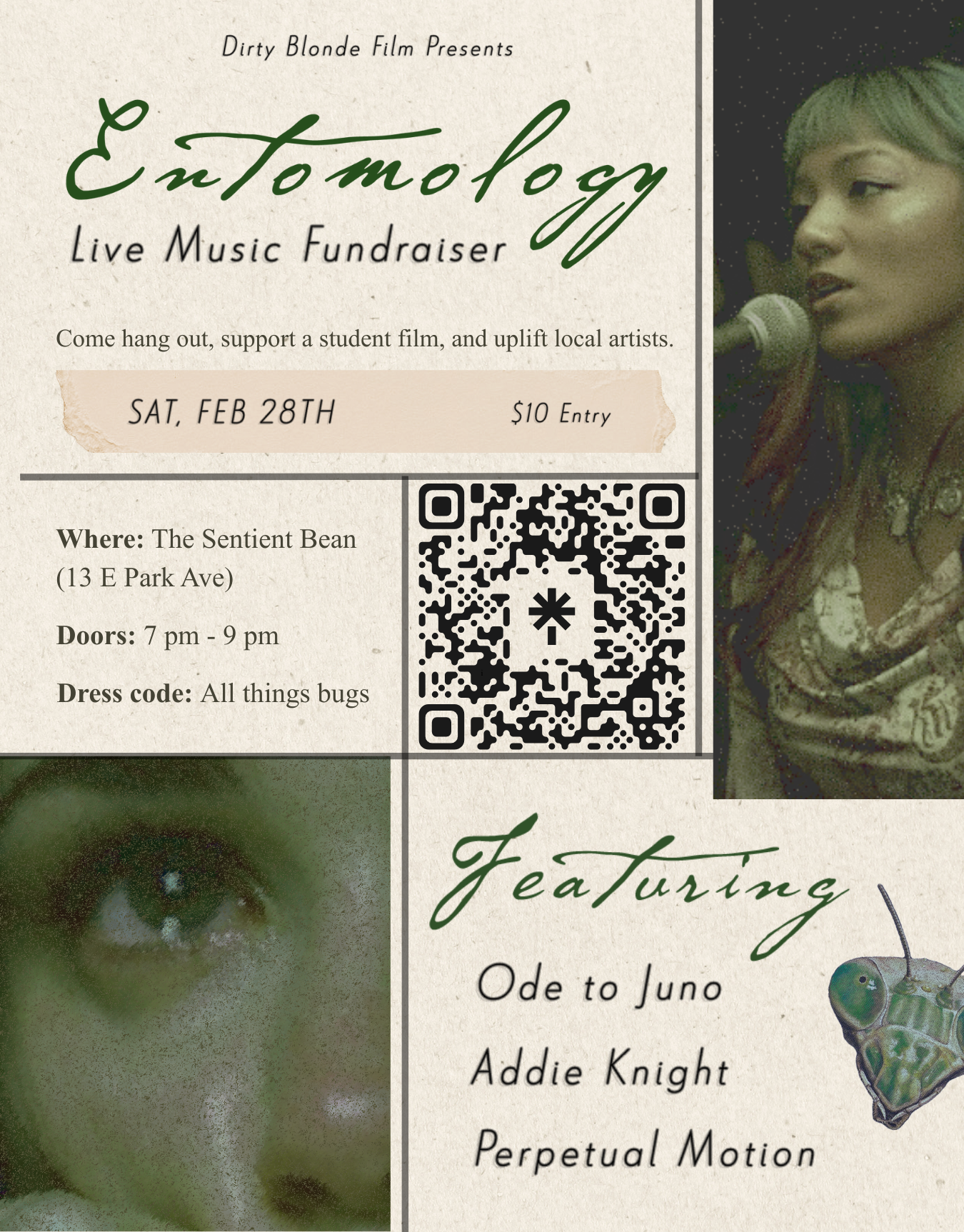 Dirty Blonde Film "Entomology" Live Music Fundraiser Feat. Ode to Juno