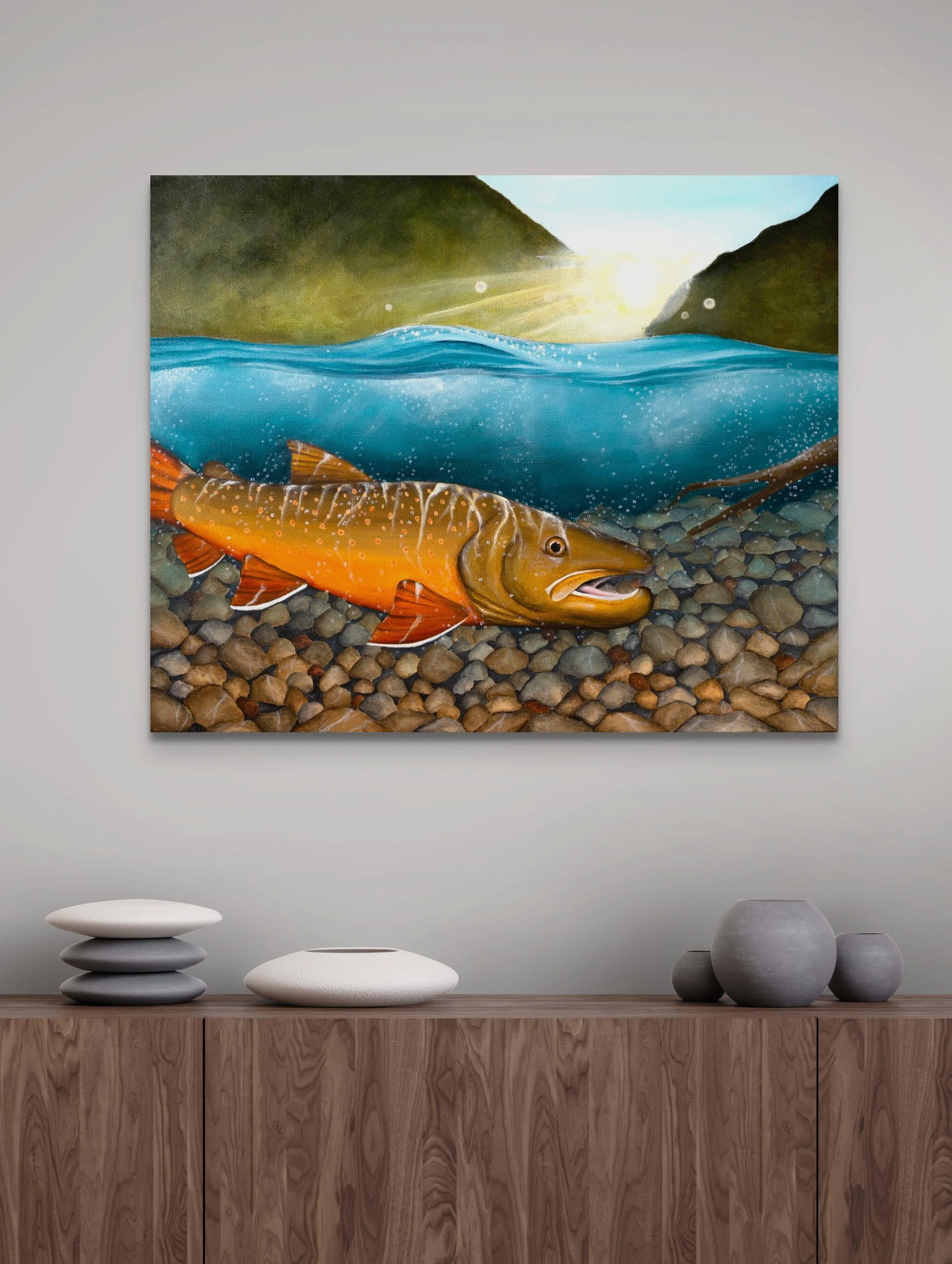 Underwater Bull Trout Painting — Piper Nunn Art