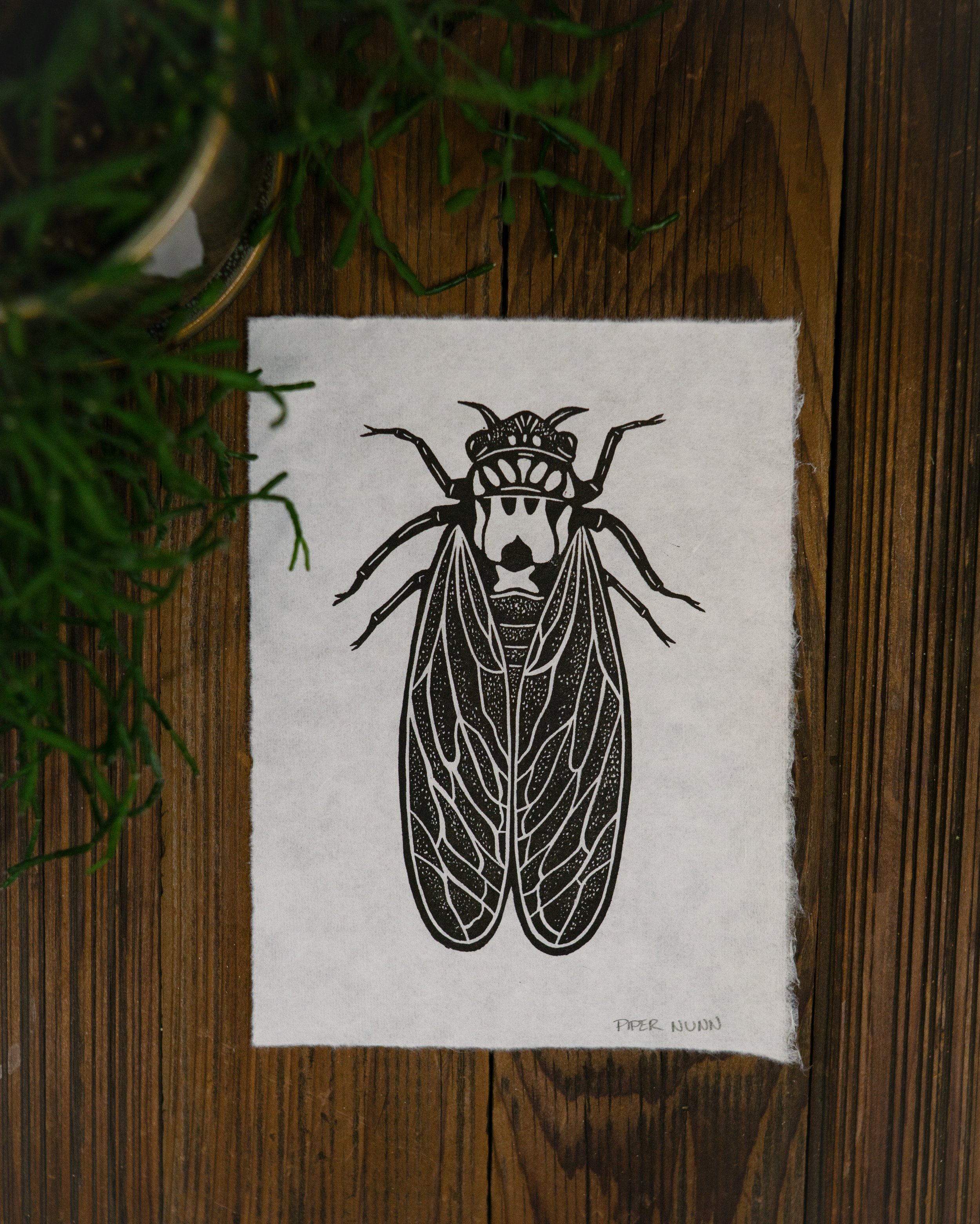 Cicada Linocut Print