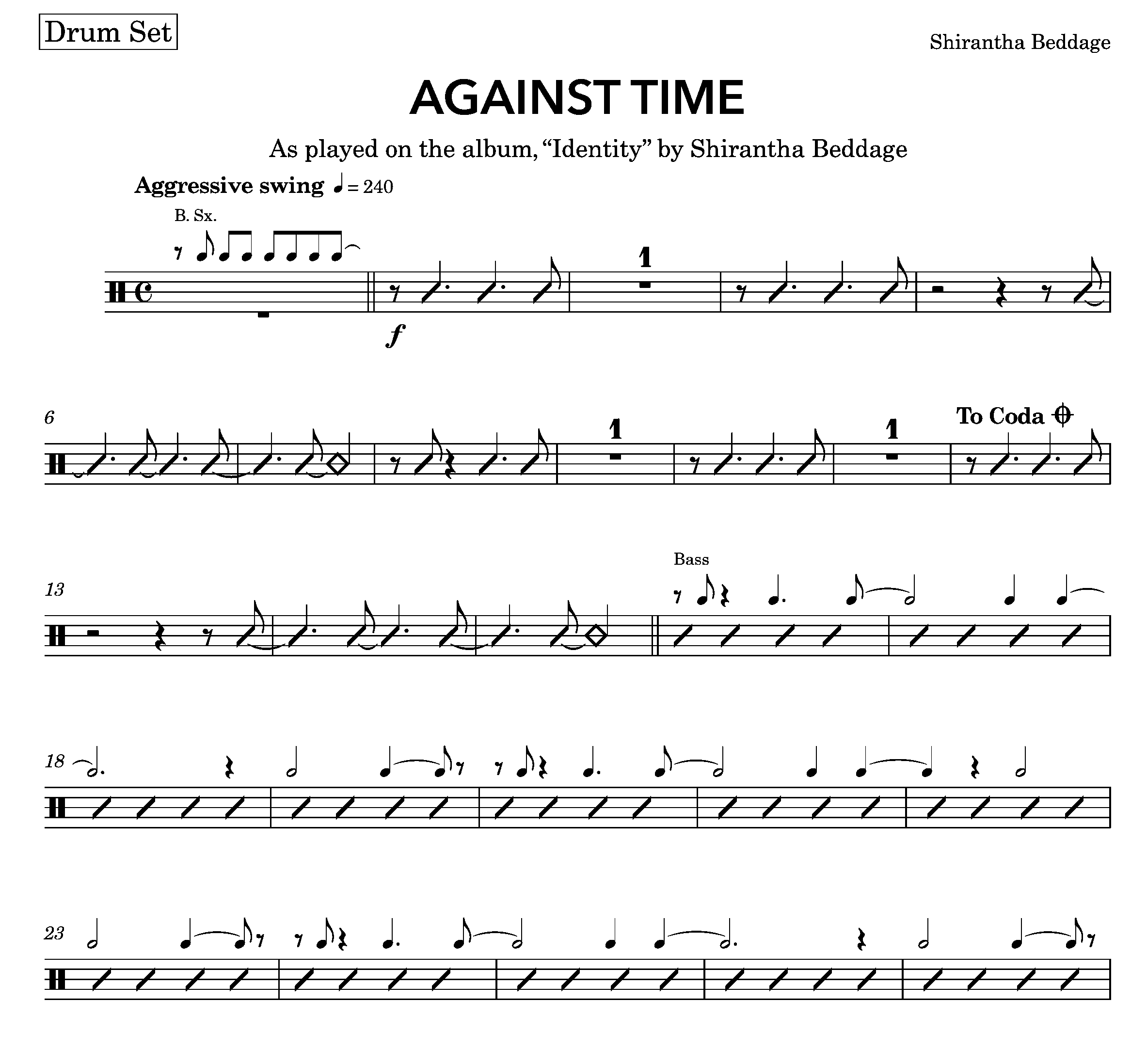 Drumset part for "Against Time"