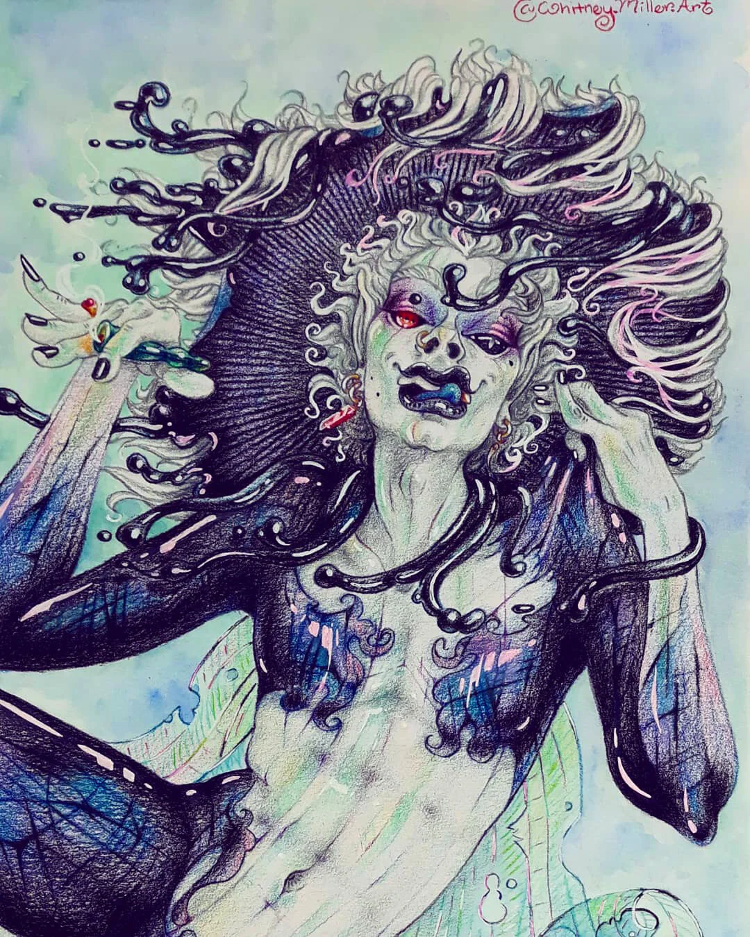Laborite Faerie; colored pencil and watercolor; 9" x 12"