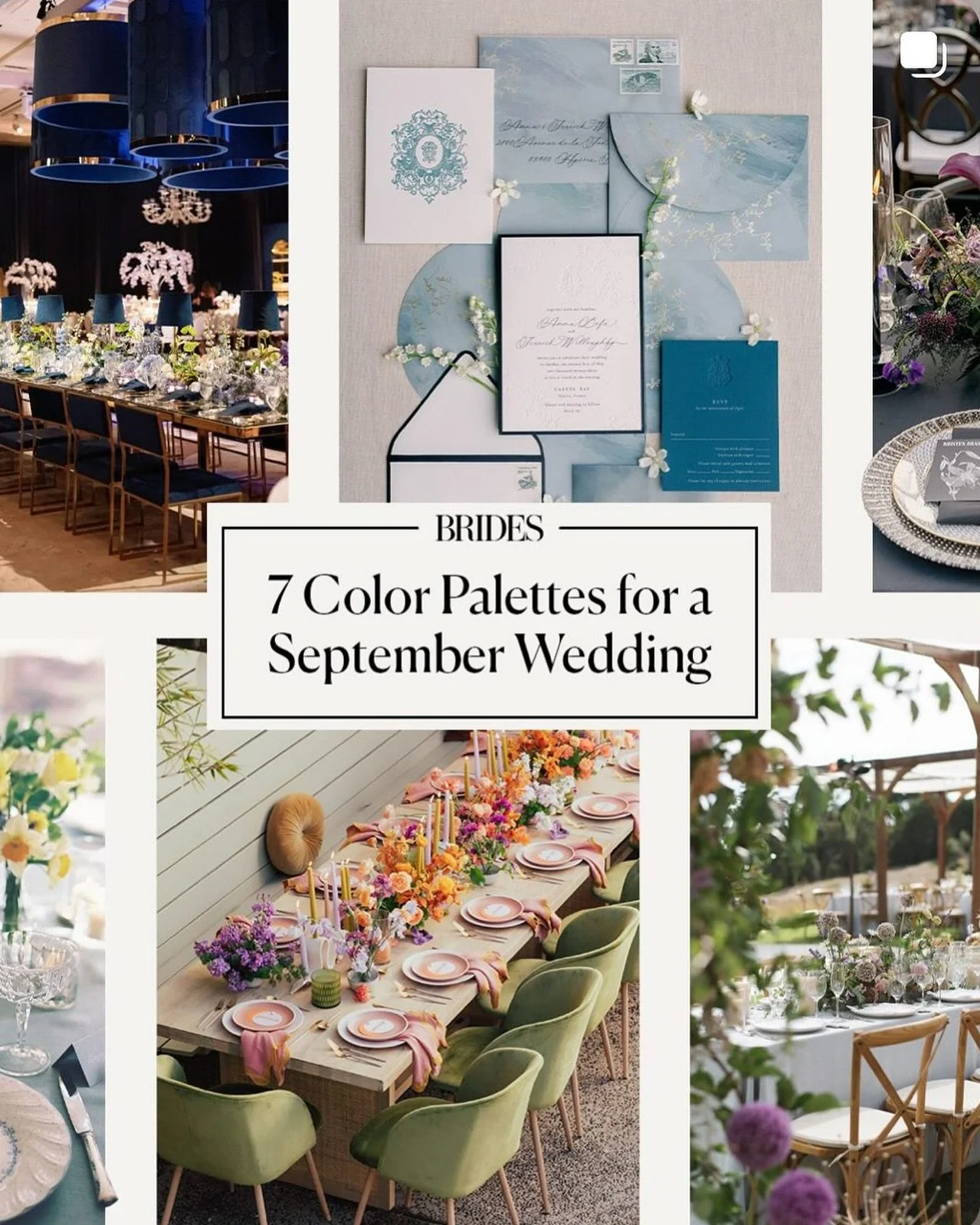 Happy September! Thank you @brides for featuring my thoughts on the best color palettes for weddings taking place during this magical month 🍃🍂