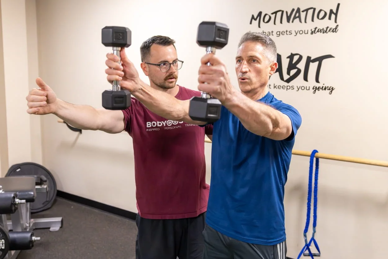 Client training with a Body Soul trainer during a personalized fitness session in Providence, Rhode Island.