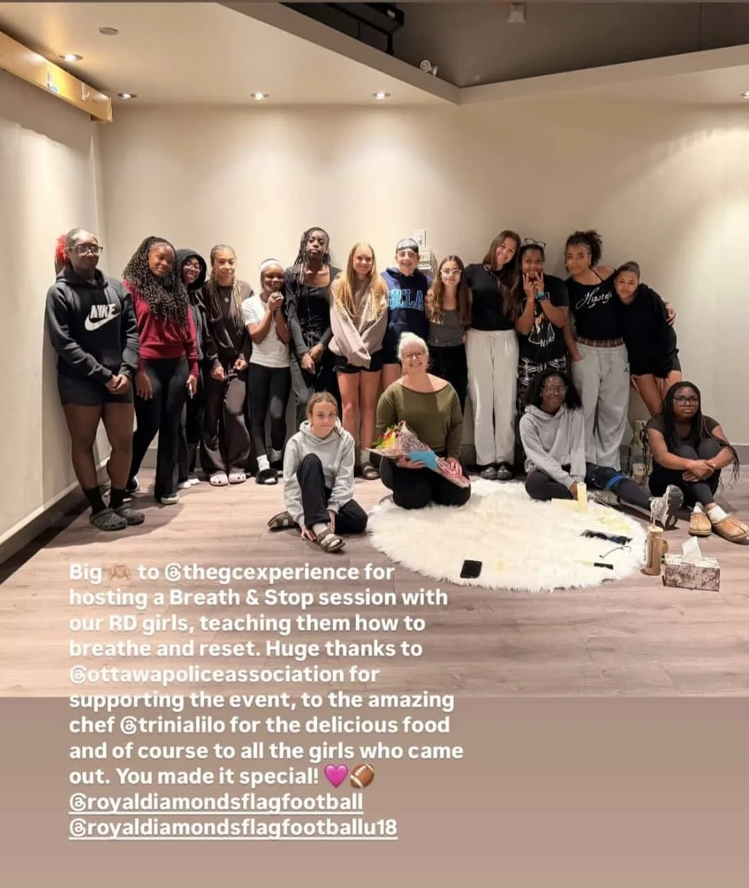 Royal Diamonds Girls Elite Flag Football is a non-profit organization dedicated to empowering young girls through flag football. They focus on building skills, confidence, leadership, and teamwork in a supportive environment. Introducing breathwork t
