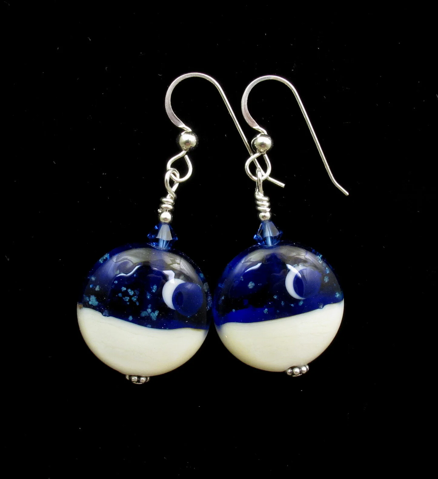Cobalt Blue Sky Beach Sand Earrings (#1)