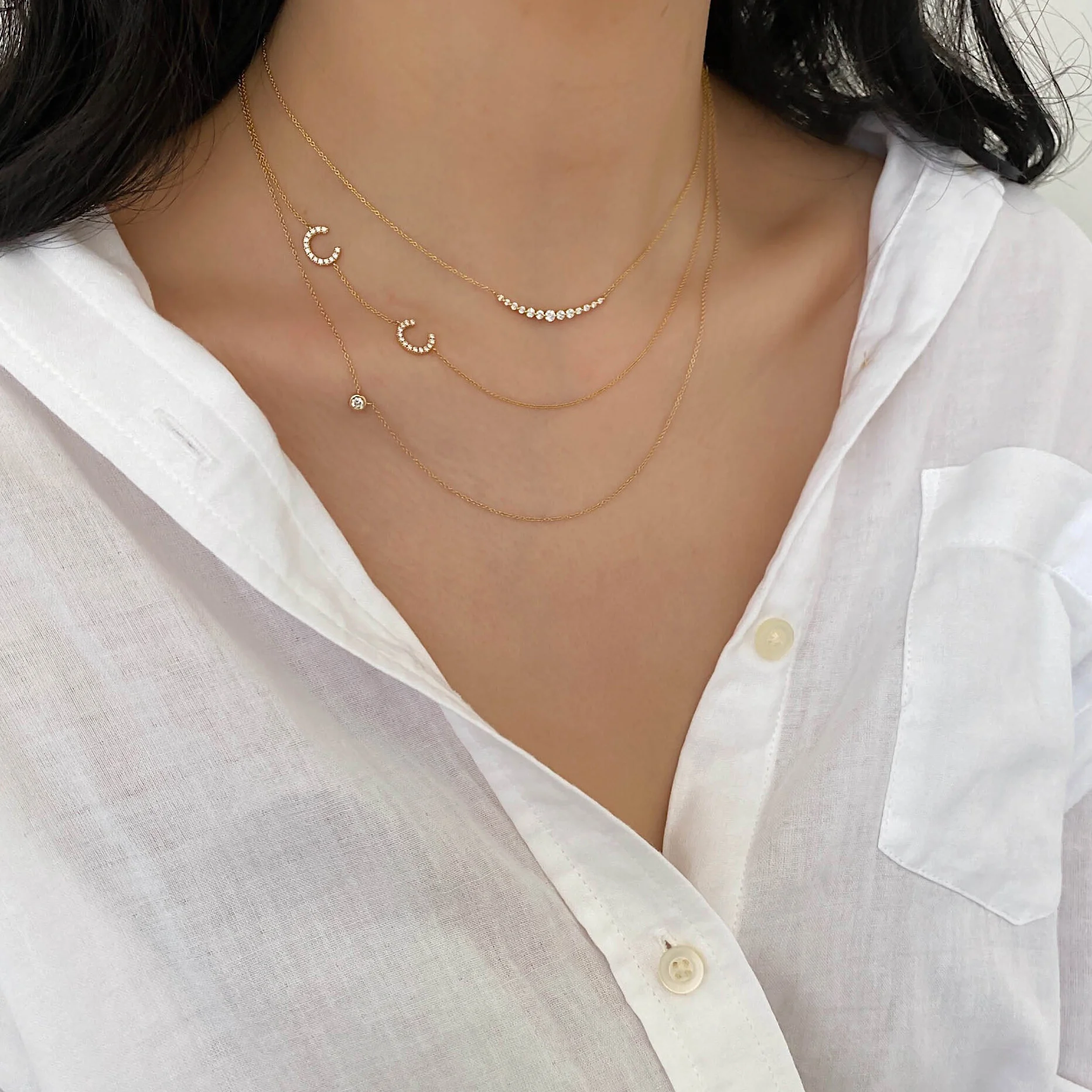 Diamond Double Initials Necklace 