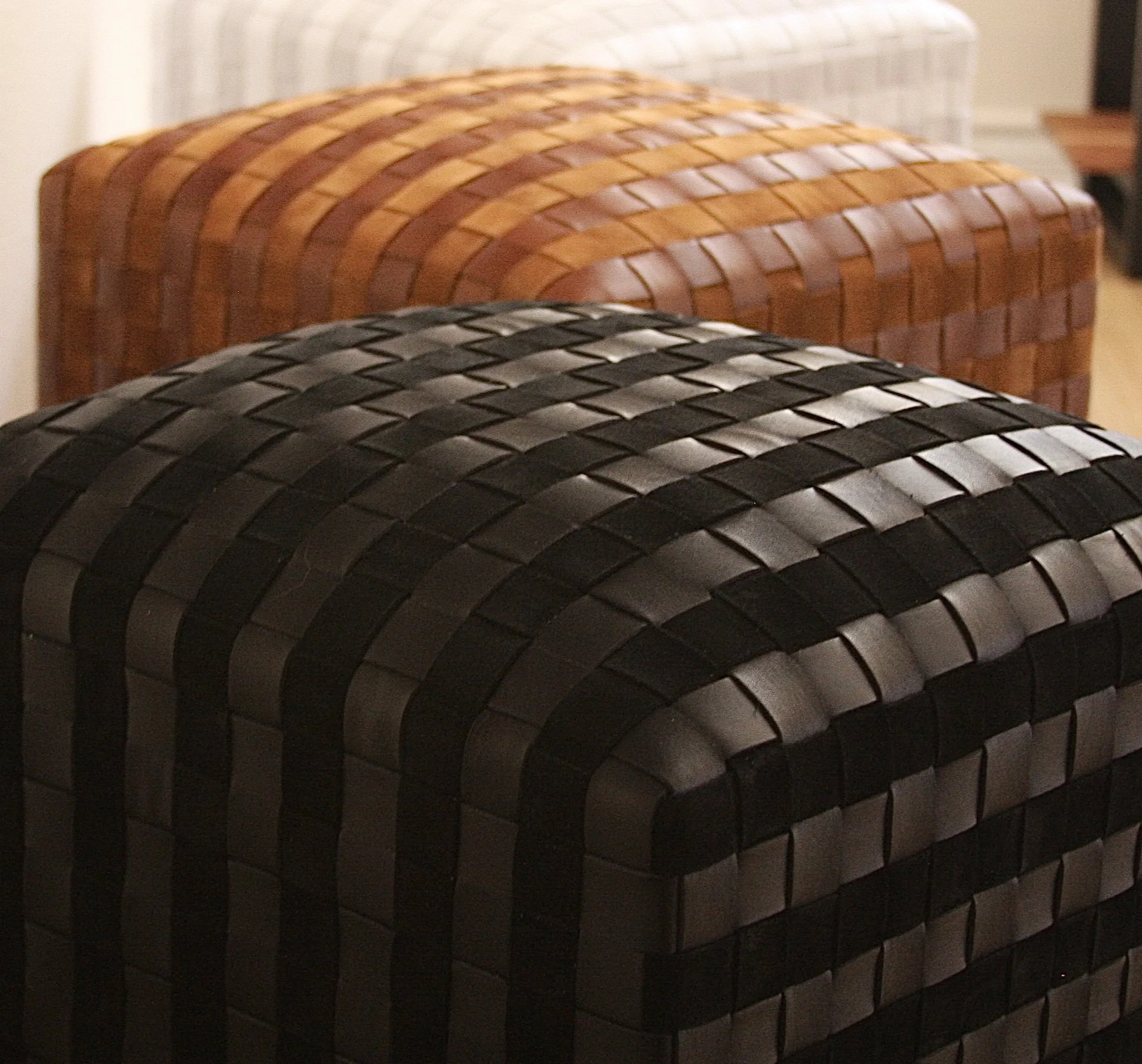 Textural Stripe Woven Leather Cube