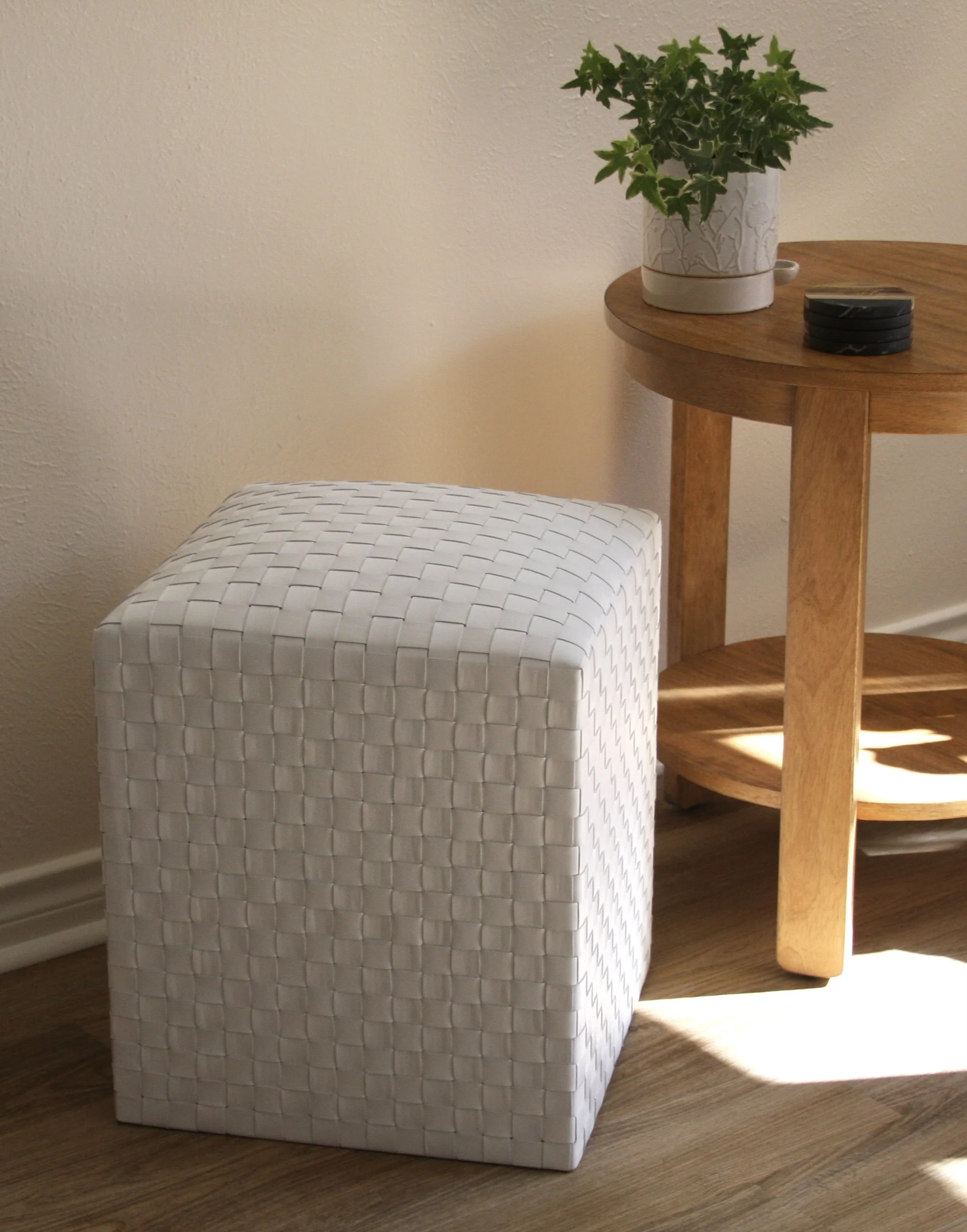 Woven Woven Leather Cube