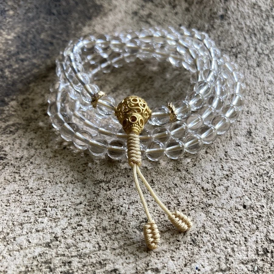 crystal quartz meditation mala with protector knot.jpg