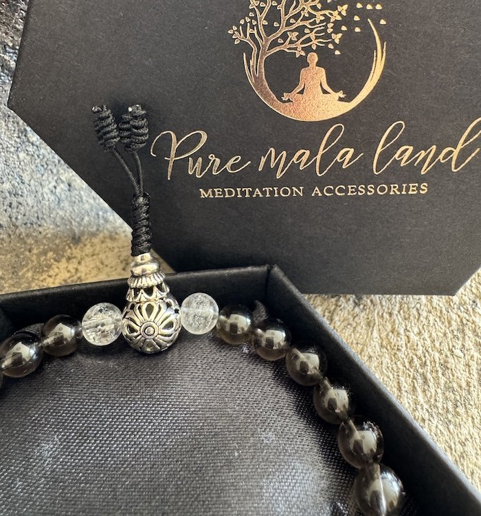 Smoky quartz meditaiton mala with gift box.JPG