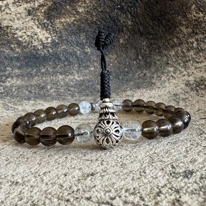 Smoky quartz meditation mala - 27 beads.JPG