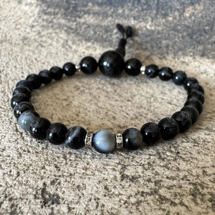 obsidian wrist mala for buddhist gift.JPG