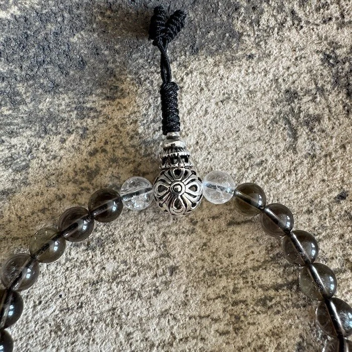 Smoky quartz wrist meditation mala with 27 beads.JPG