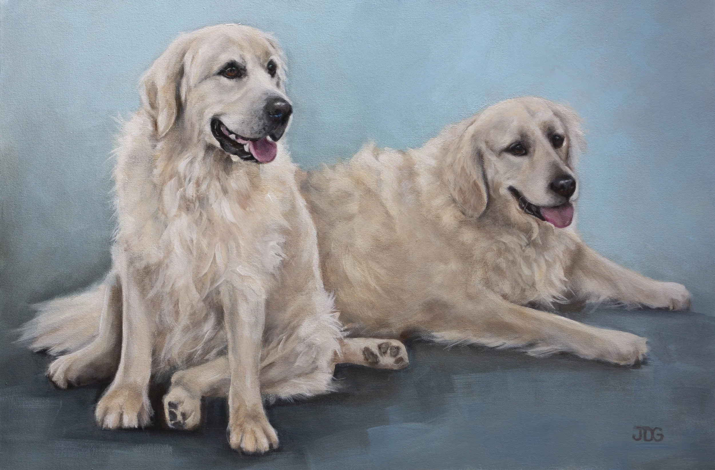 Blue and Chloe, English Golden Retrievers