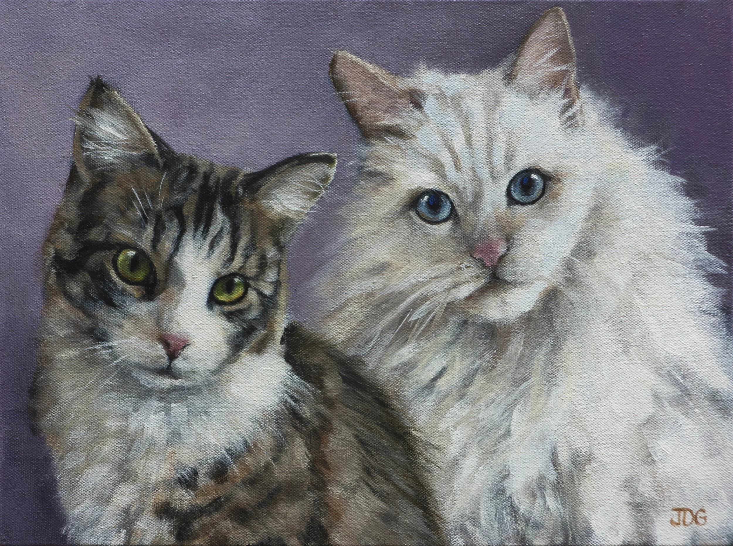 Custom Two Cat Portrait Painting