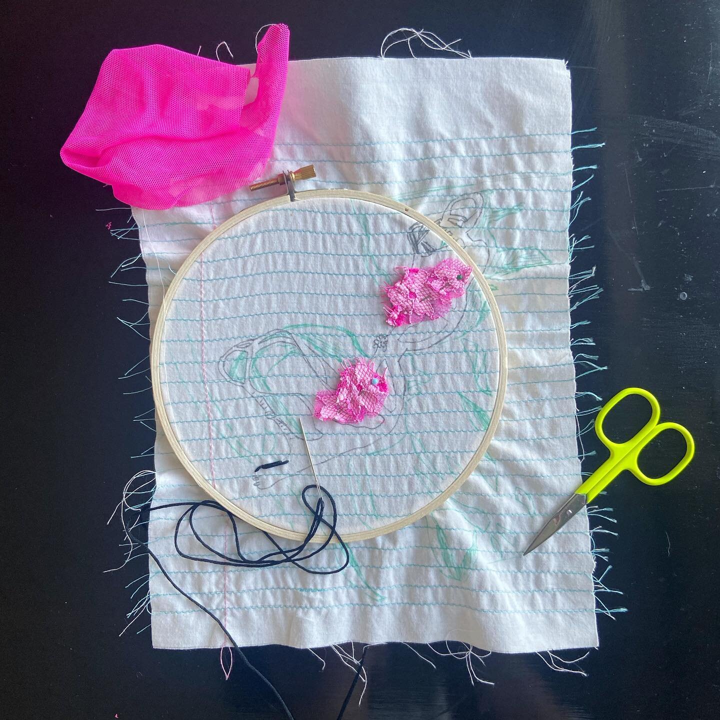Making a start on the newest #neonstitchclub creation for the #interwovenstories show at @artscouncilofprinceton. Excited to share some thoughts I&rsquo;ve been having. Watch this space!
🧡
Big thanks to @interwovenstories, @tinypricksproject and @va
