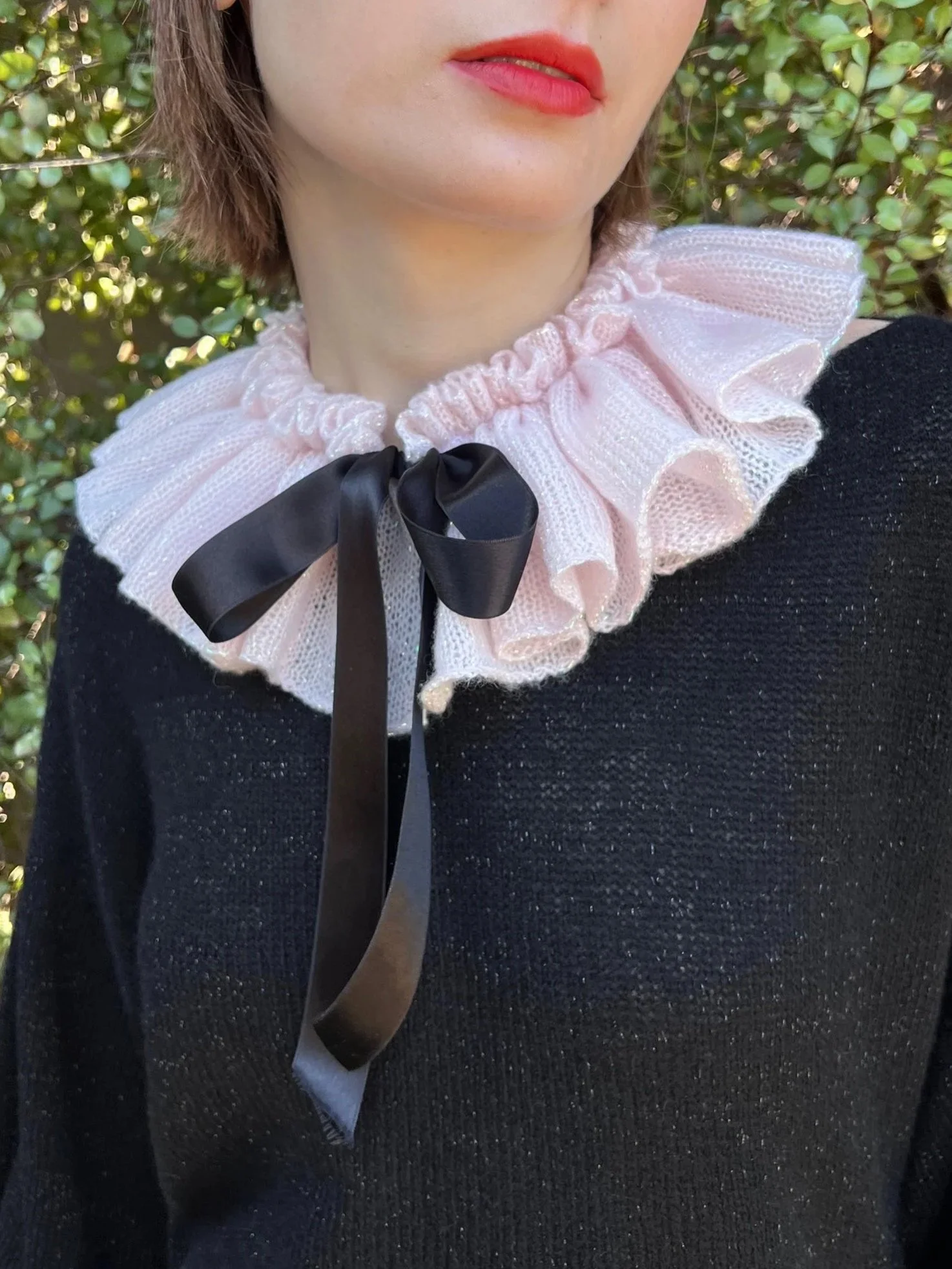Soft Pink Ruffled Collar