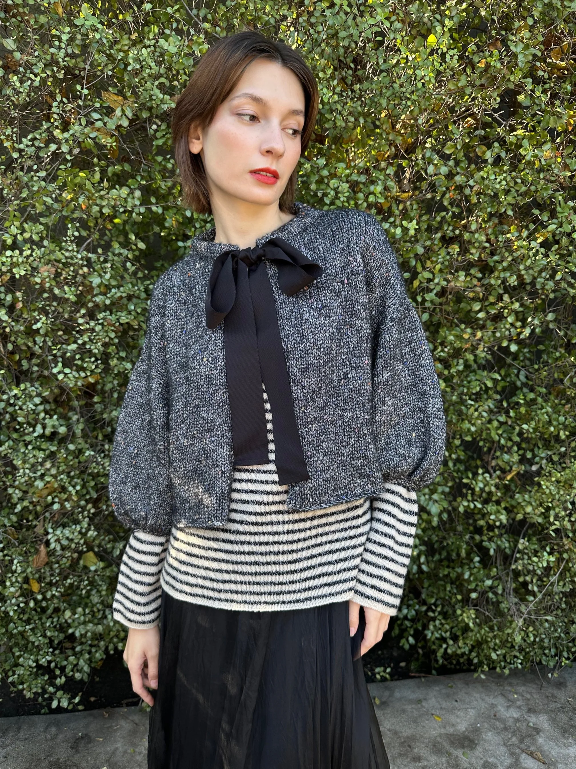Merino Blend Knit Jacket w/Tie