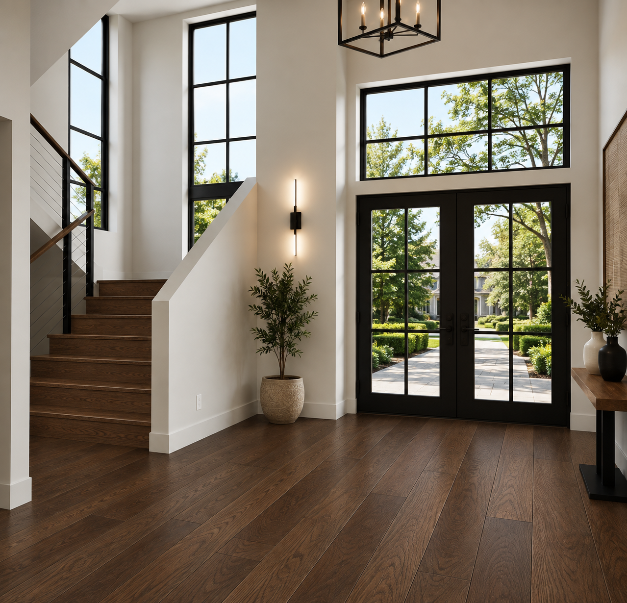 Modern Dark Wood Foyer with Glass Doors.png
