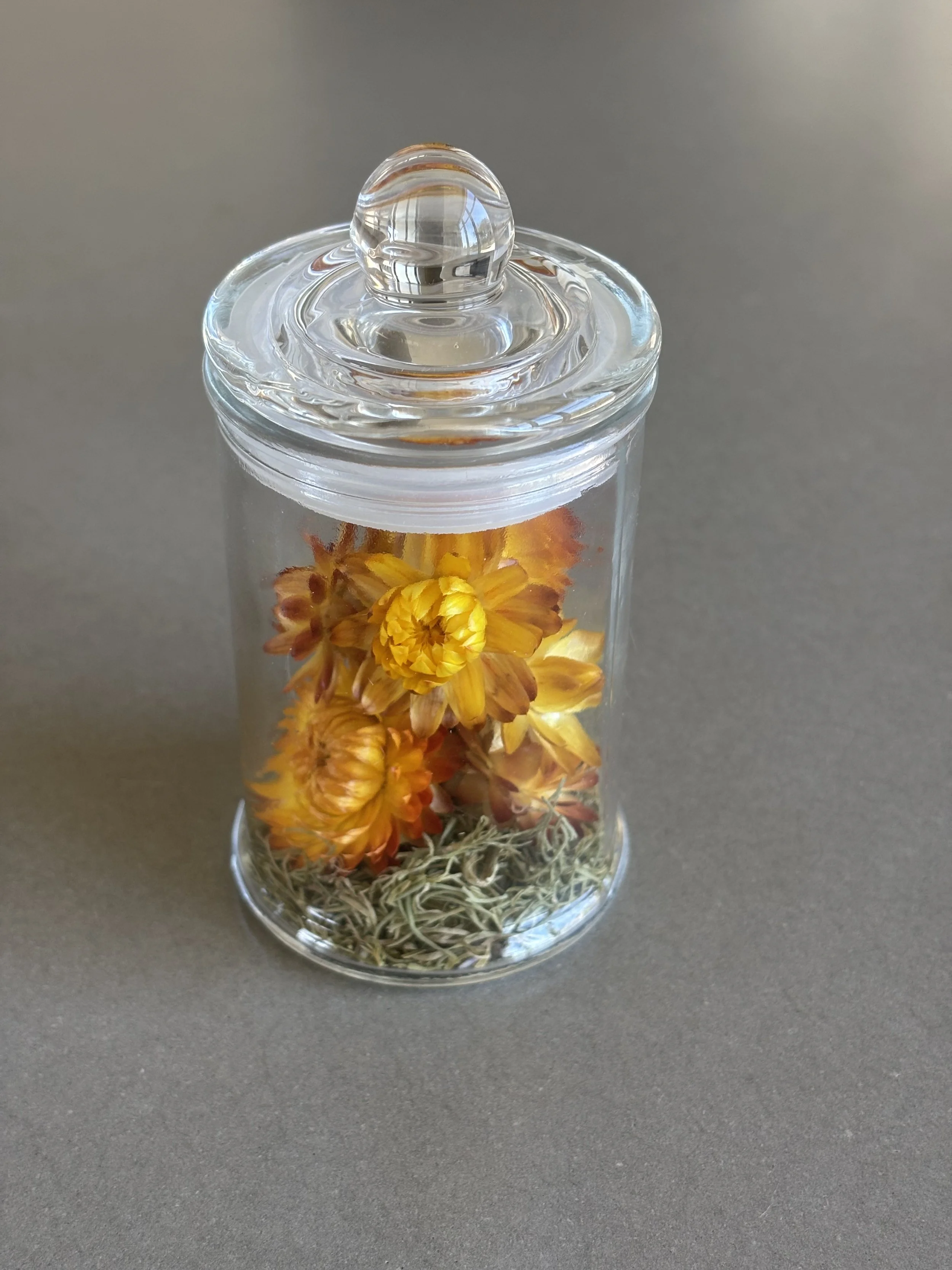 Dried Petal Jar Small Yellow Strawflower