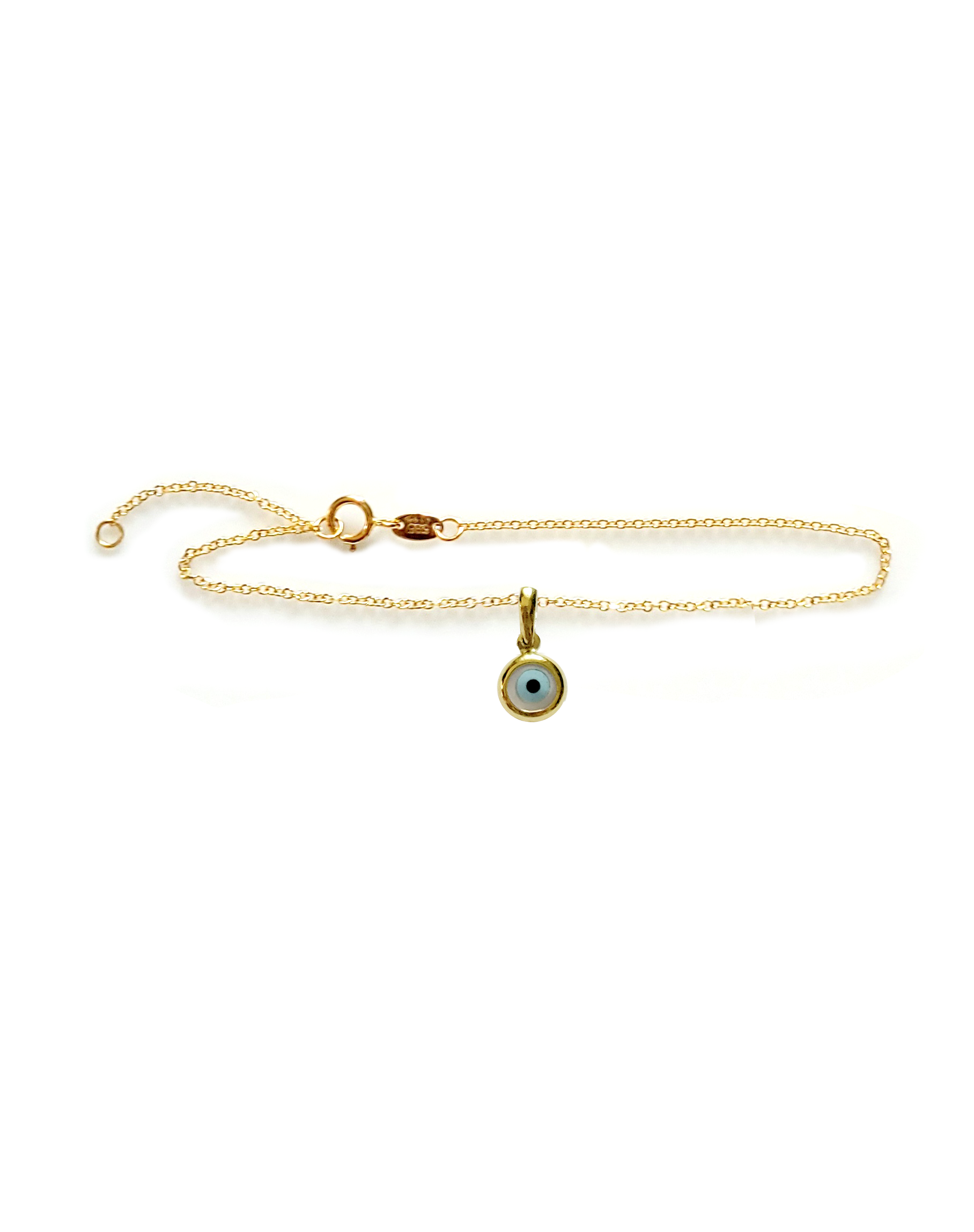 Pura Gracia Tiny Evil Eye Bracelet in Light Blue